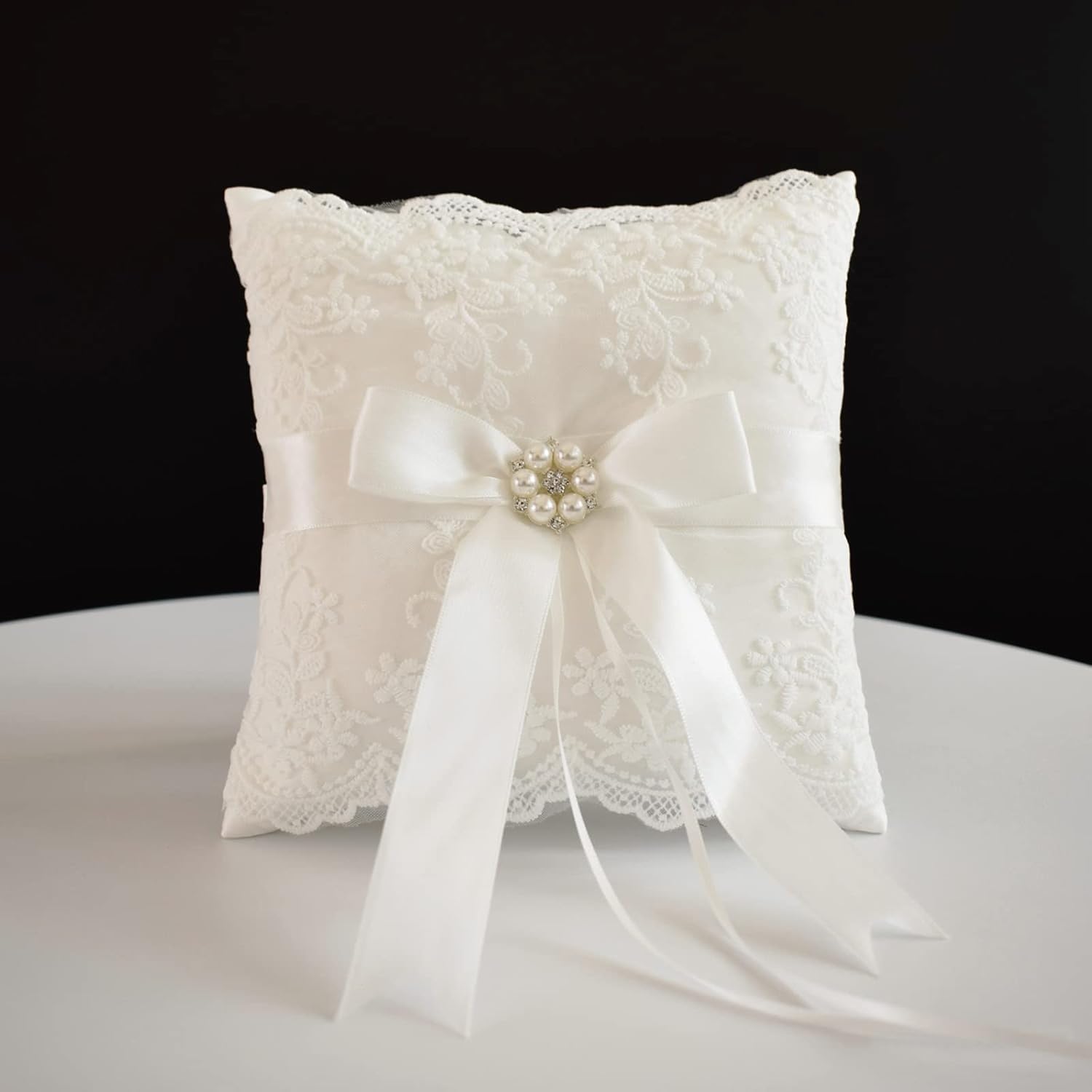 Ivory Wedding Flower Girl Basket and Ring Bearer Pillow Set