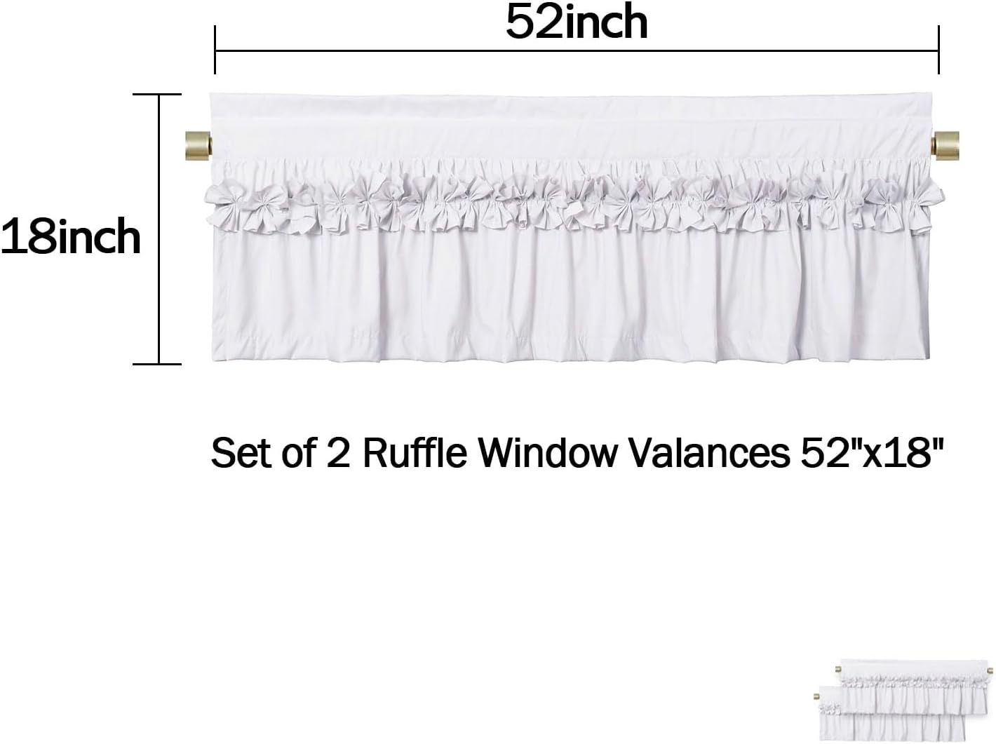 HIG 2 Pack White Ruffle Bow Tie Valances