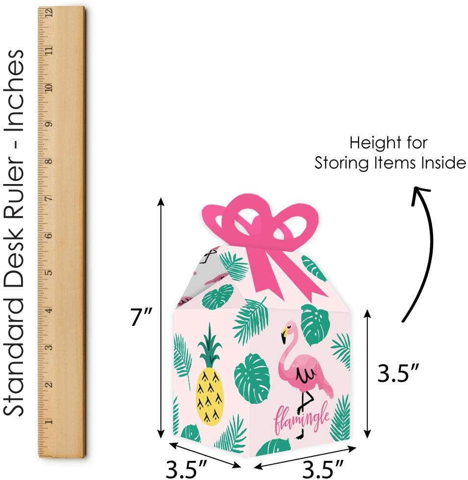 Big Dot of Happiness Pink Flamingo Party Bow Boxes Set of 12