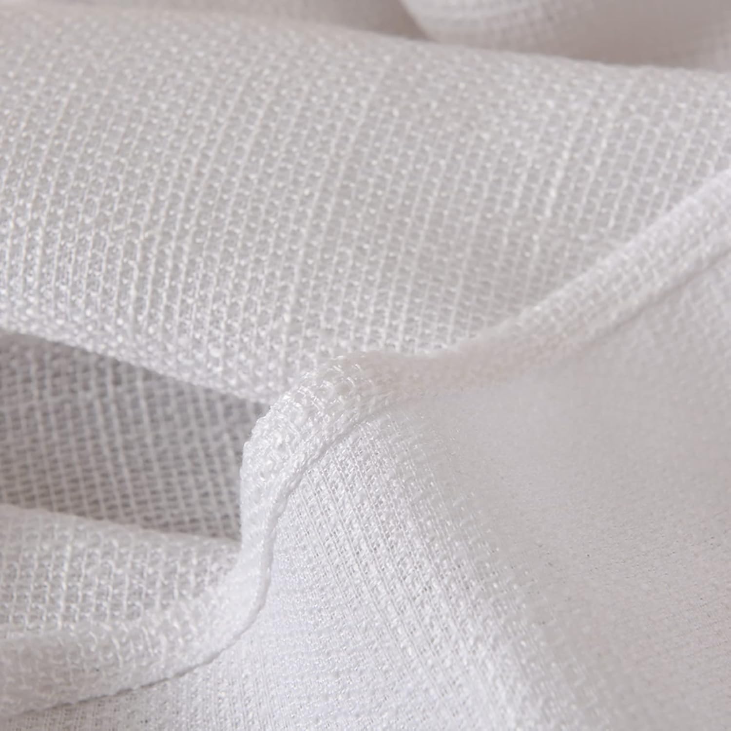 VORTTA White Burlap Look Swag Curtains 36 Inch 2 Panels