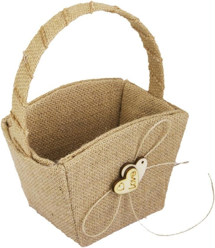 WINOMO Double Heart Flower Girl Basket with Bowknot