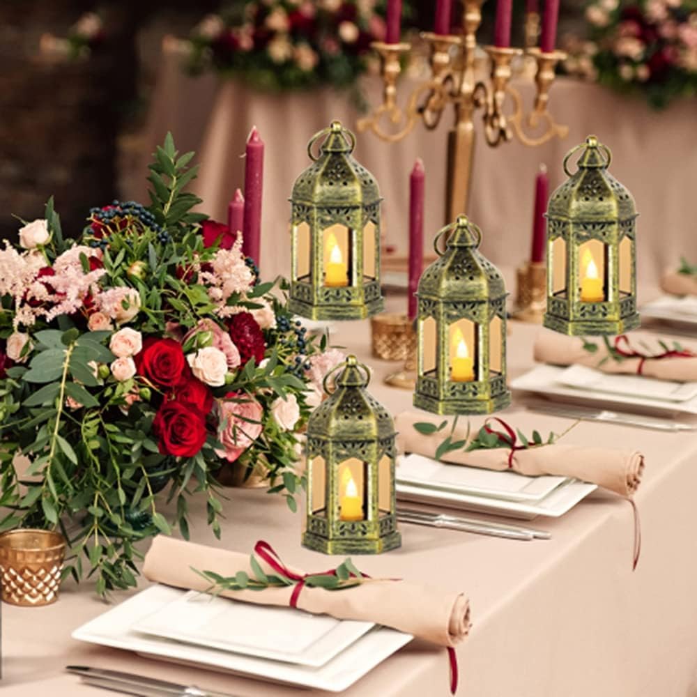 Mini Lantern with Flickering LED Candles Set of 10
