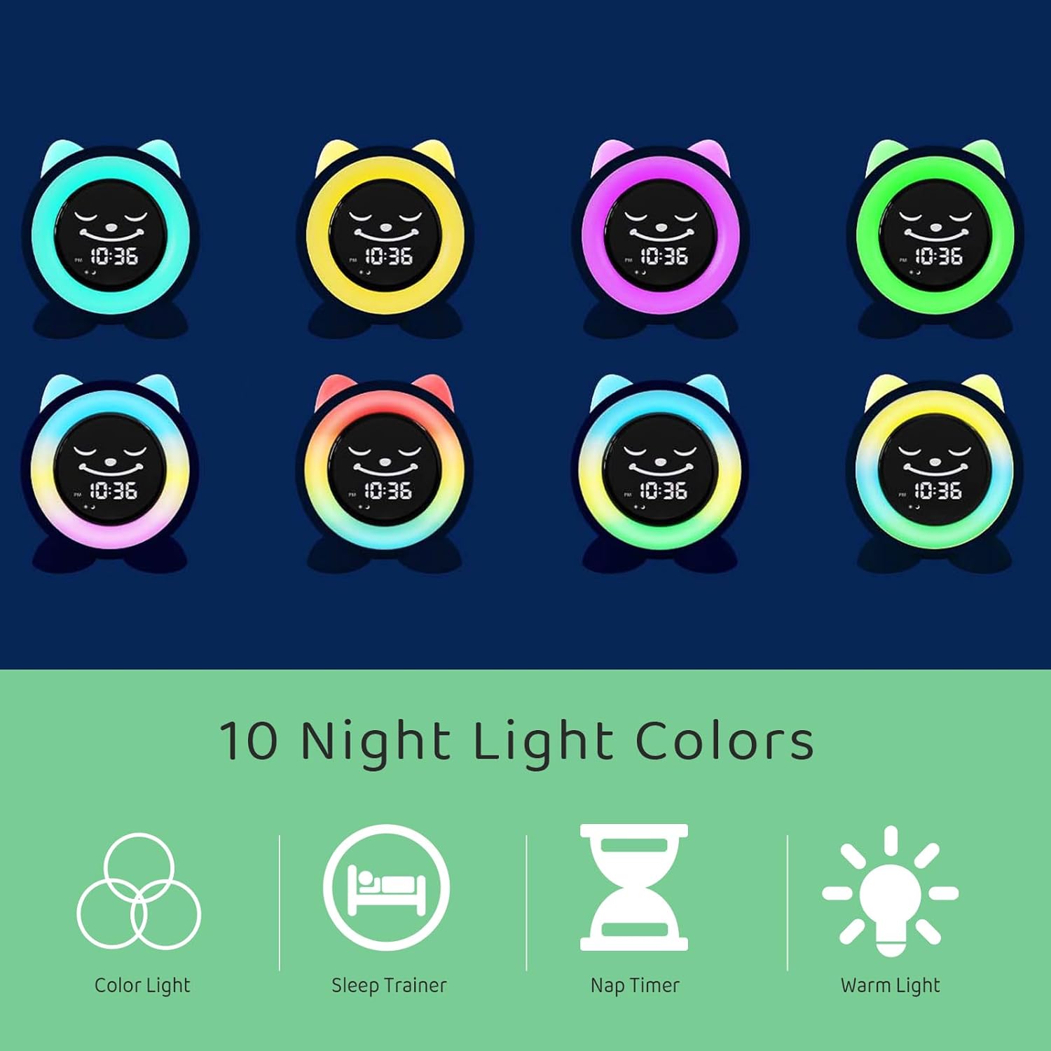 Toddlers Sleep Training Clock with Night Light and Nap Timer