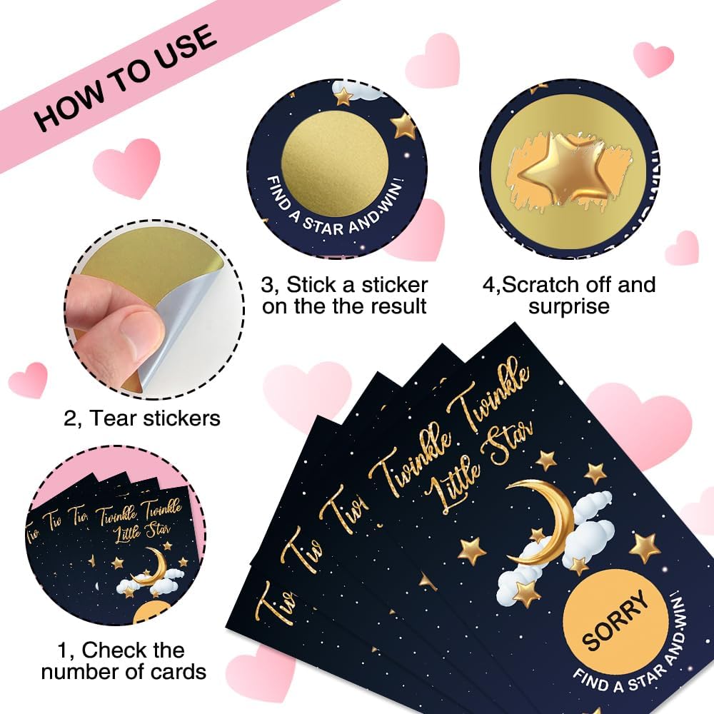 50 Pcs Twinkle Twinkle Little Star Scratch Off Game Cards