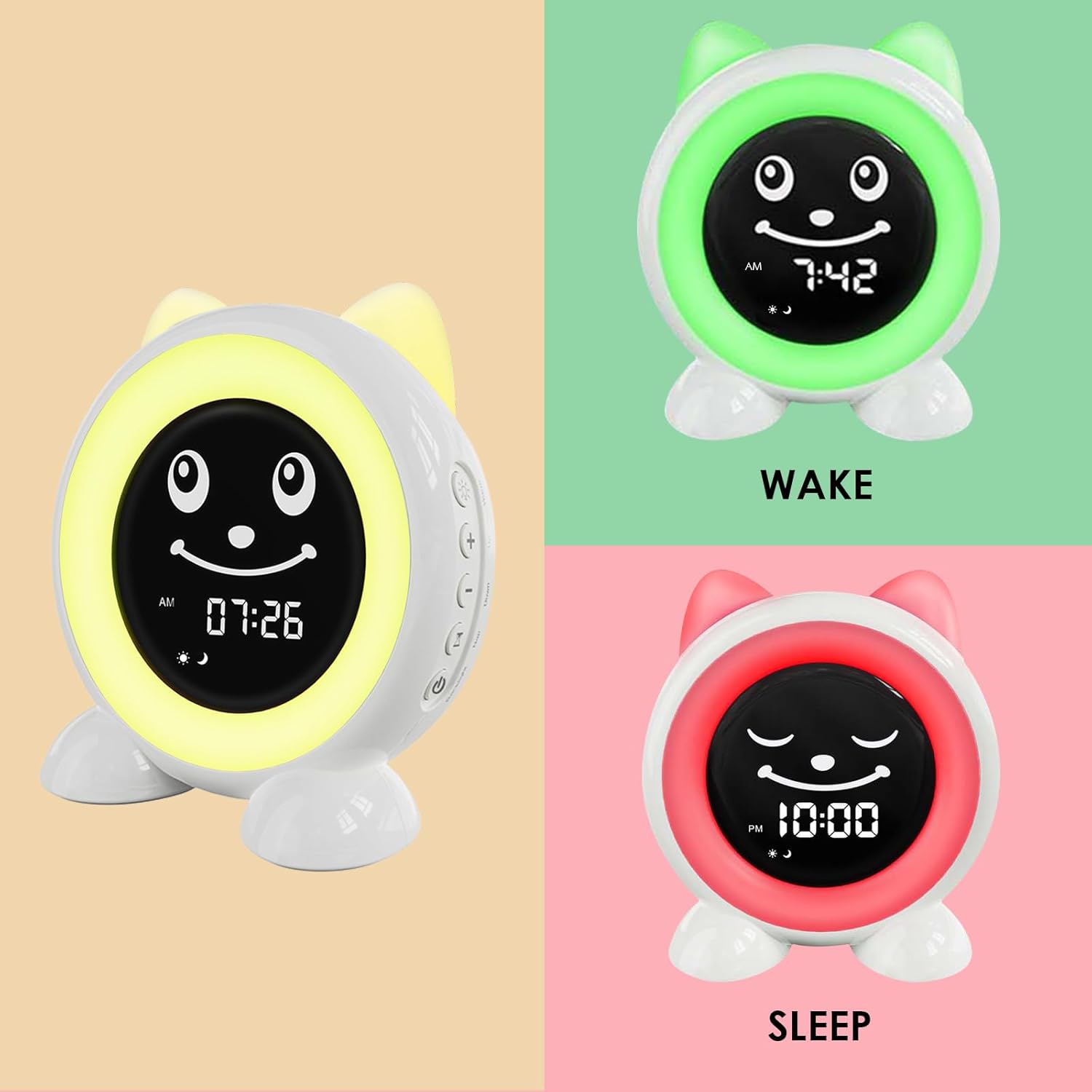 Toddlers Sleep Training Clock with Night Light and Nap Timer