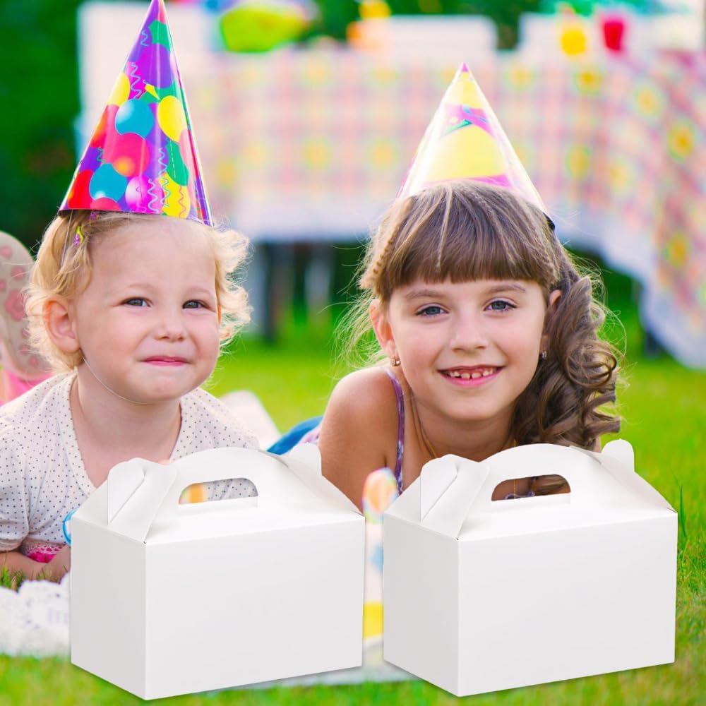 PEIQICHU 24 Pack White Gable Style Treat Boxes for Party Favors