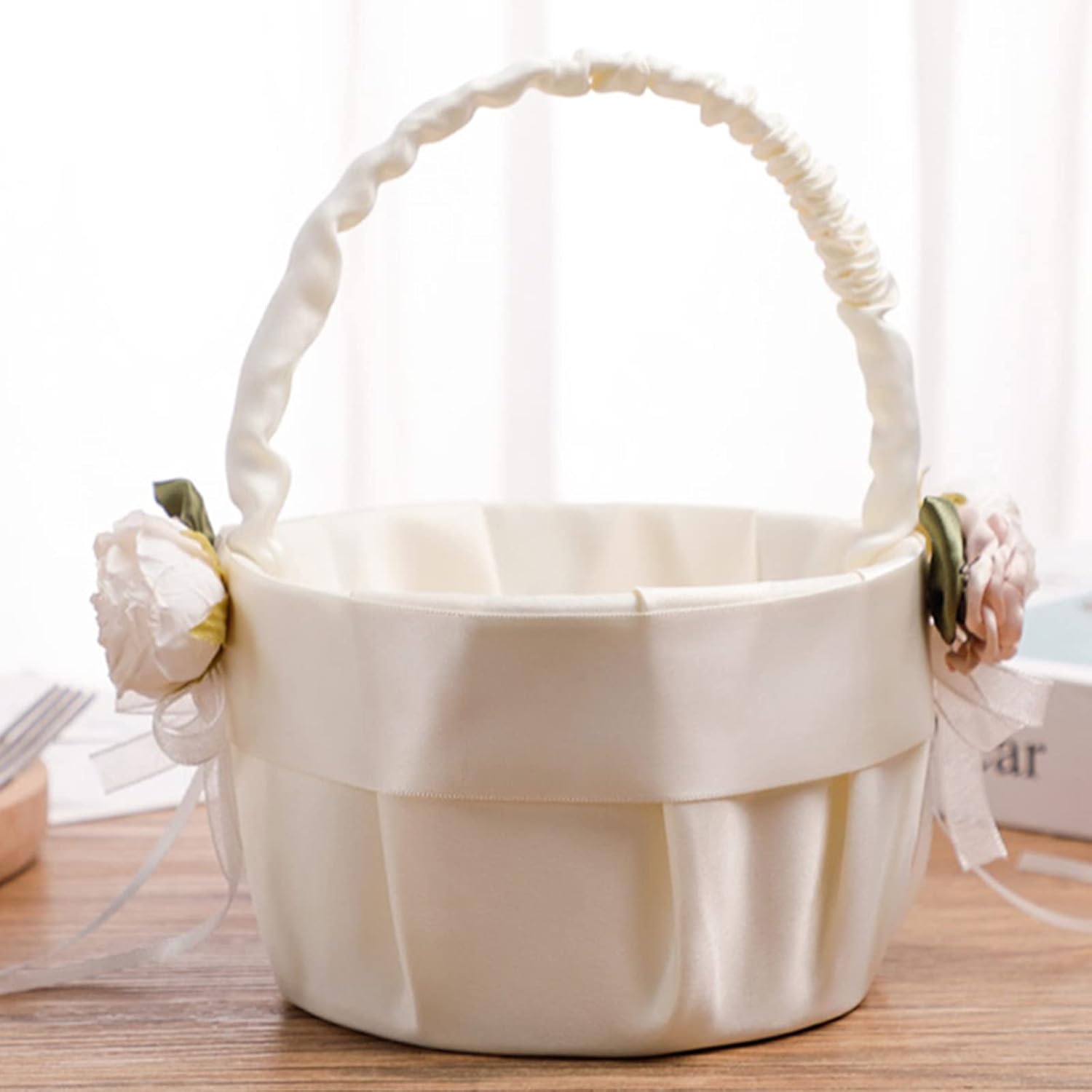 Fofetbfo Wedding Flower Girl Basket and Ring Pillow Set of 2