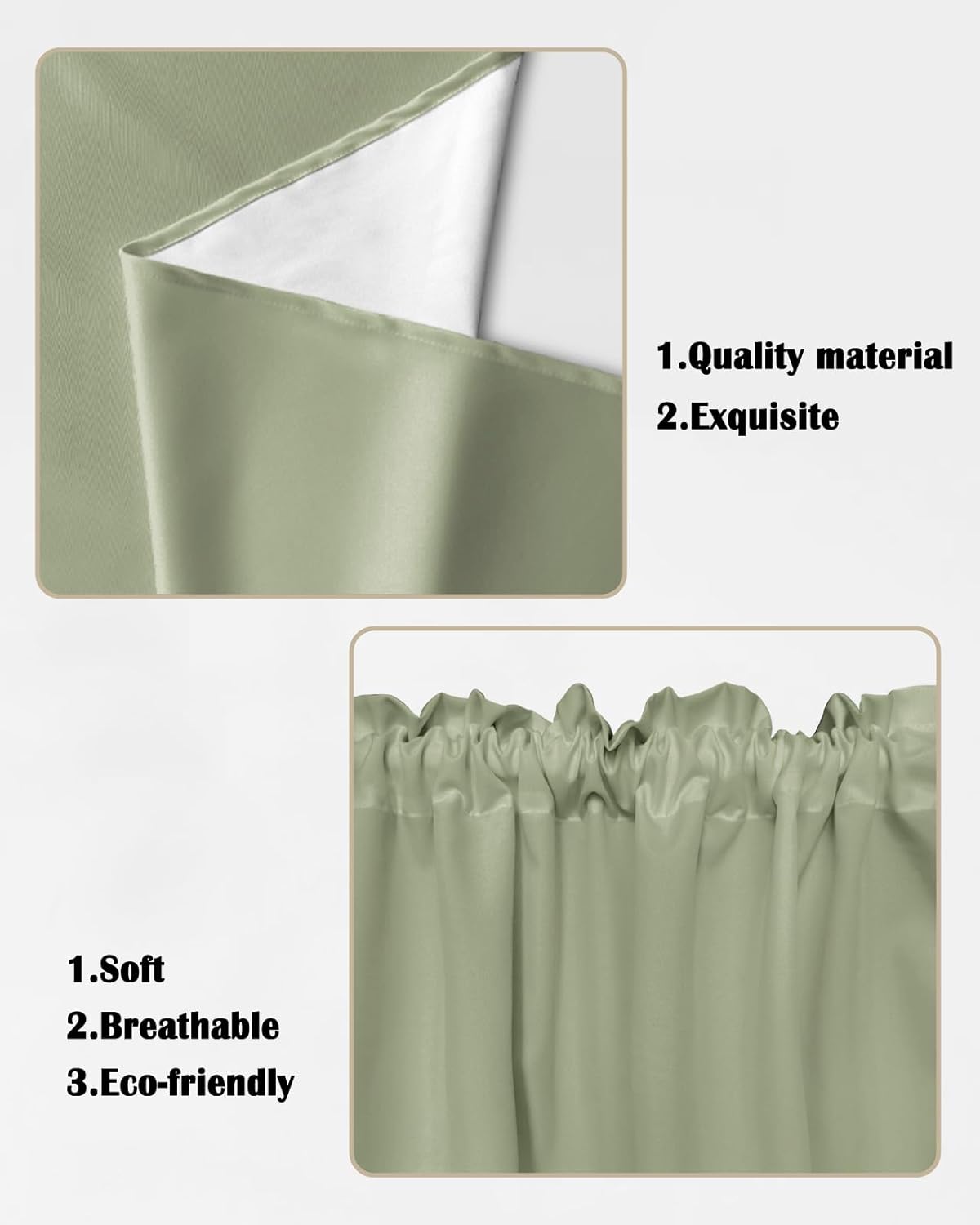 Sage Green Swag Valance 2 Pack for Windows Rod Pocket 36x36 Inch