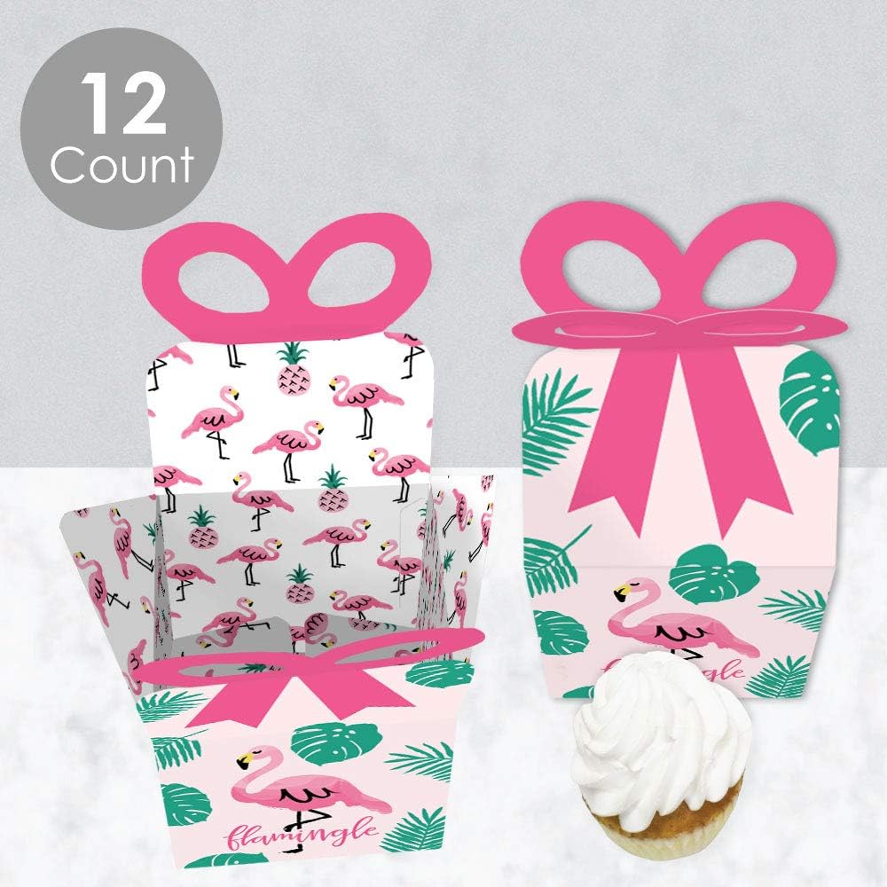 Big Dot of Happiness Pink Flamingo Party Bow Boxes Set of 12