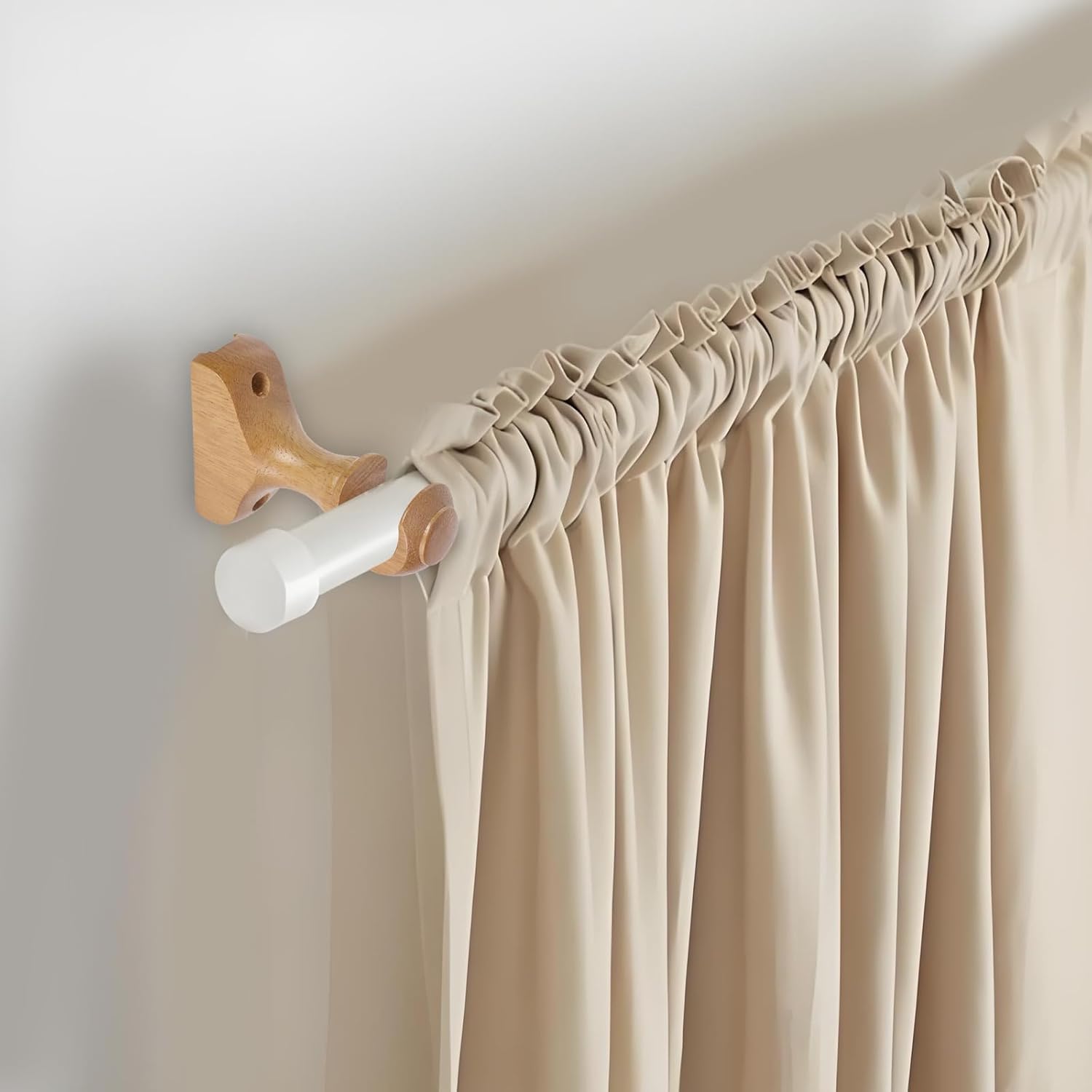 T Tulead Curtain Rod Brackets and Finials Kit 114 Inch Wooden Screw Ends