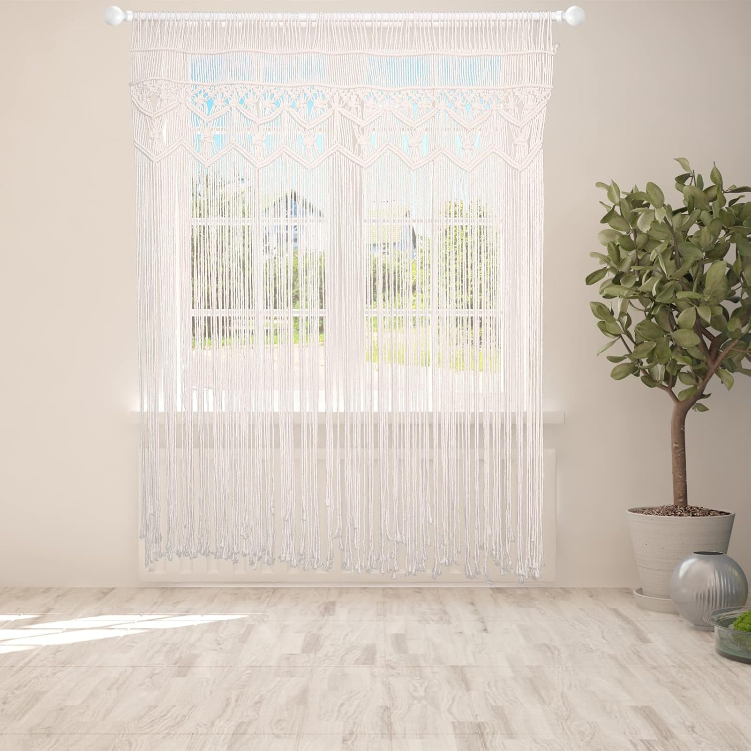 Macrame Curtain Large Wall Hanging Boho Decor 35x70 Inches