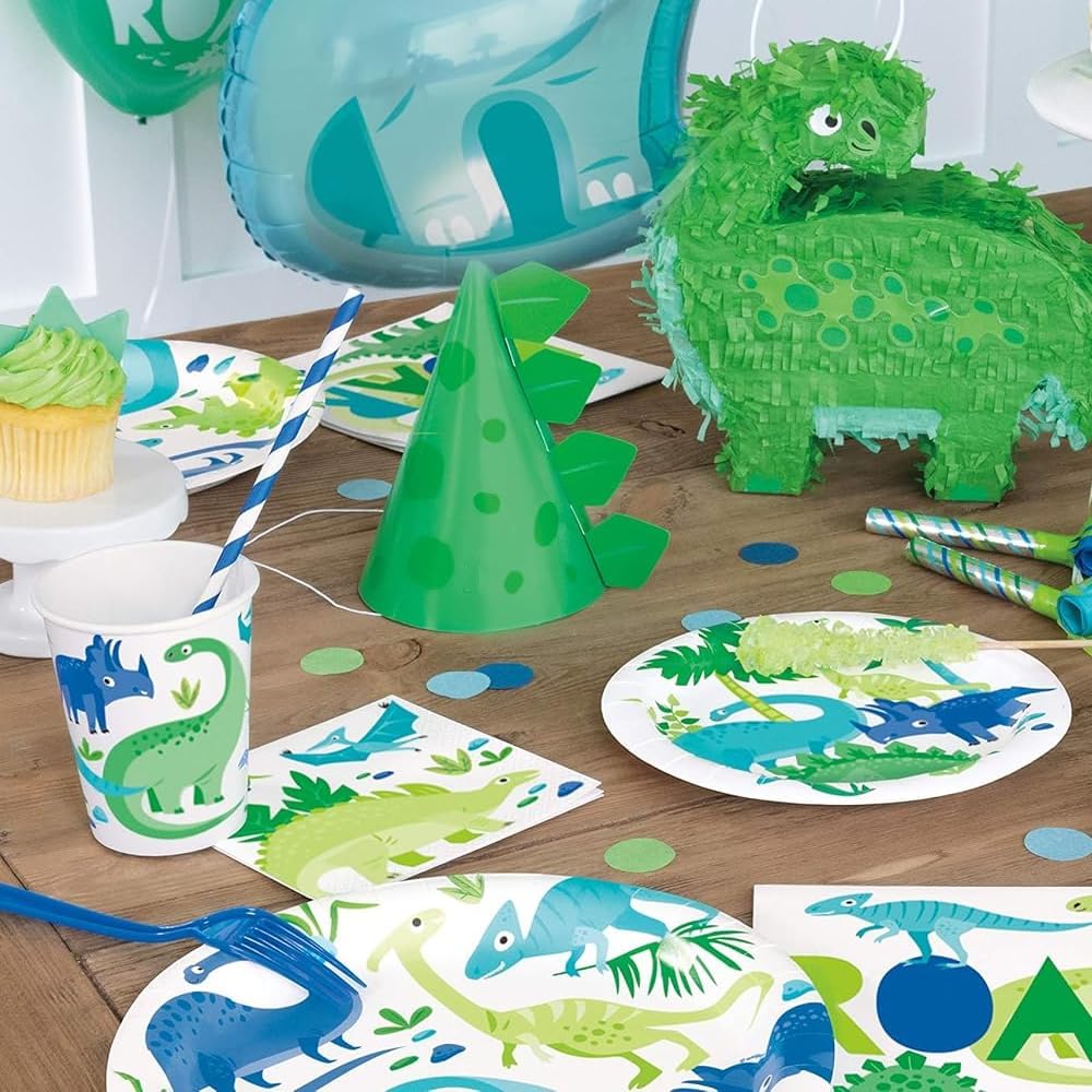 Blue Green Dinosaur Disposable Napkins Pack of 16