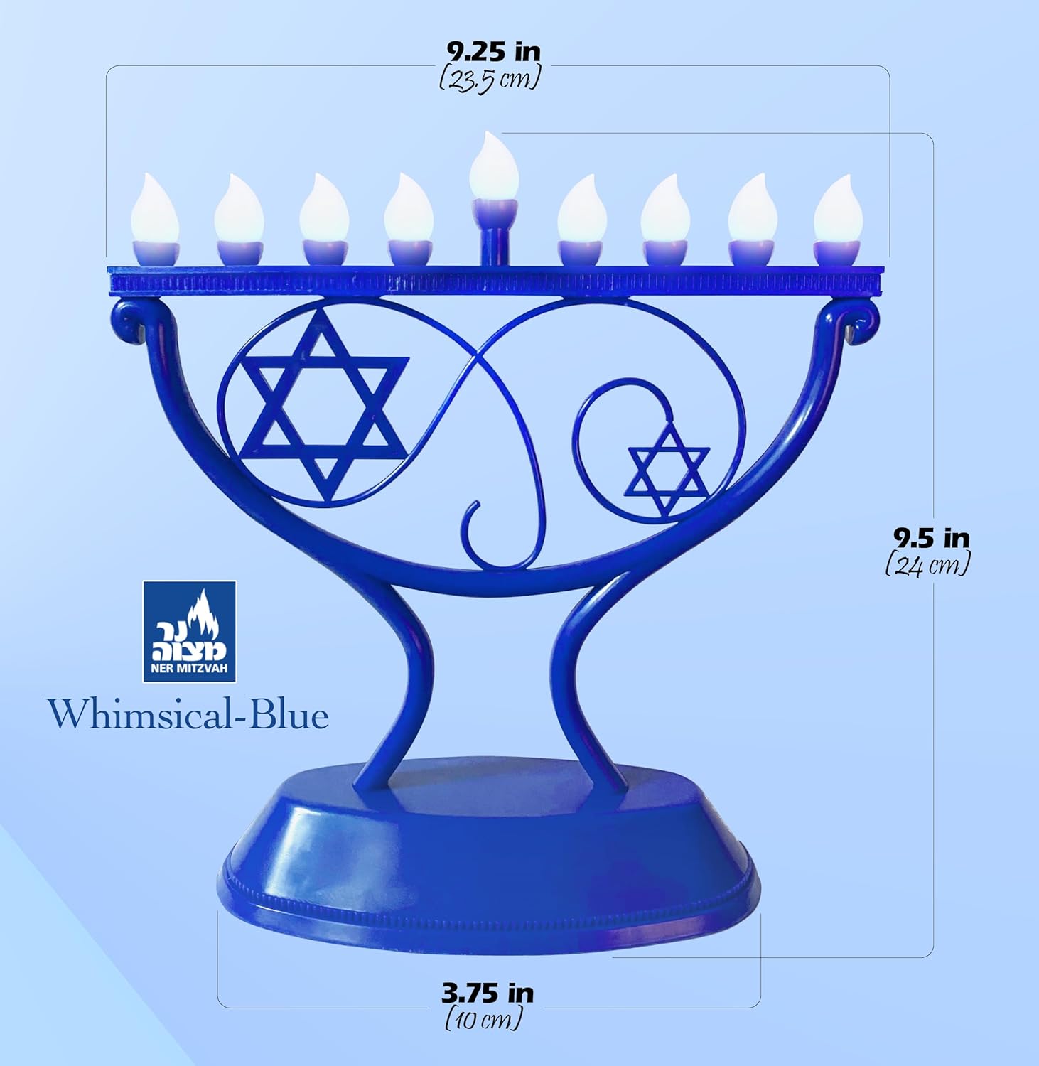 Ner Mitzvah LED Blue Hanukkah Menorah
