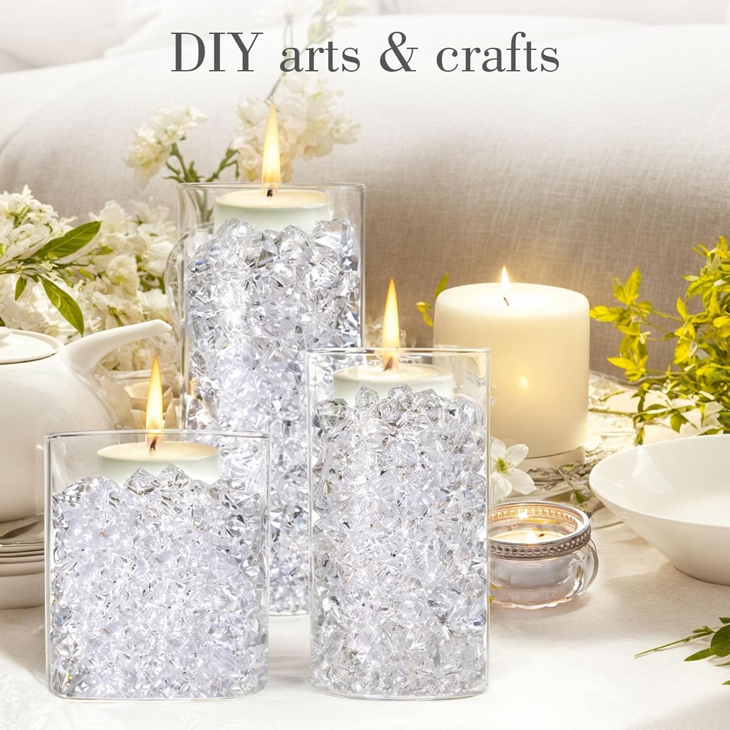 DomeStar 1050PCS Clear Acrylic Ice Rocks Vase Decor