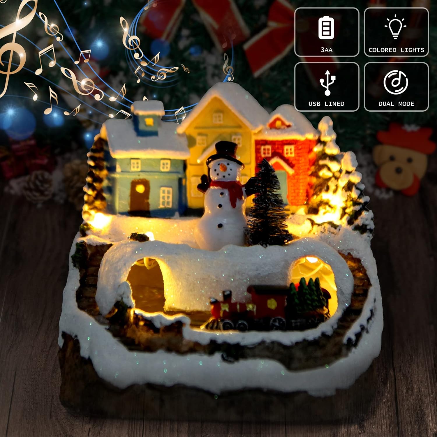 TOYESUNA Christmas Village Musical Snow Globe with LED Light