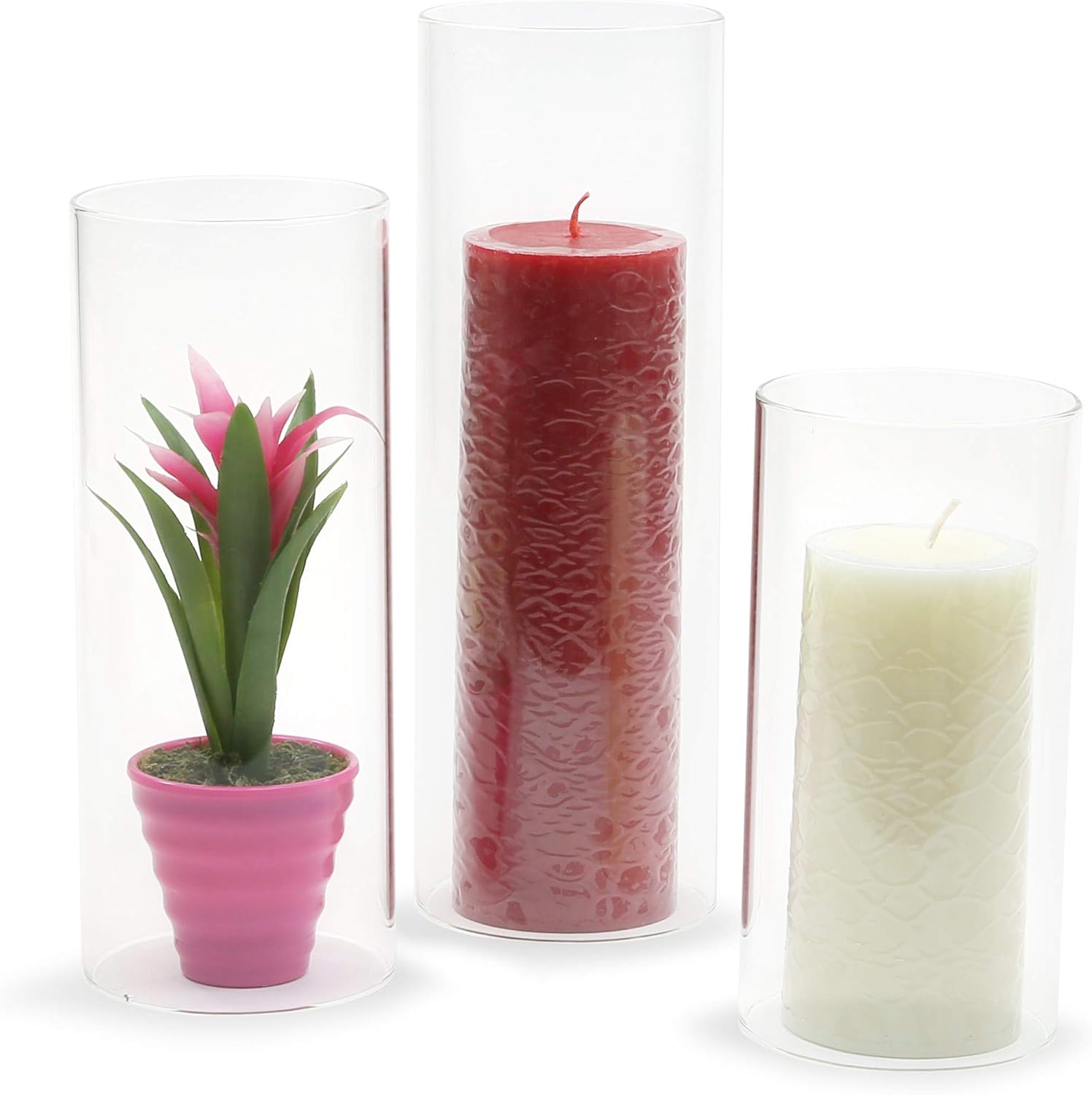 WGVI Hurricane Candle Holder Sleeve 2 Pieces Clear Glass Cylinder