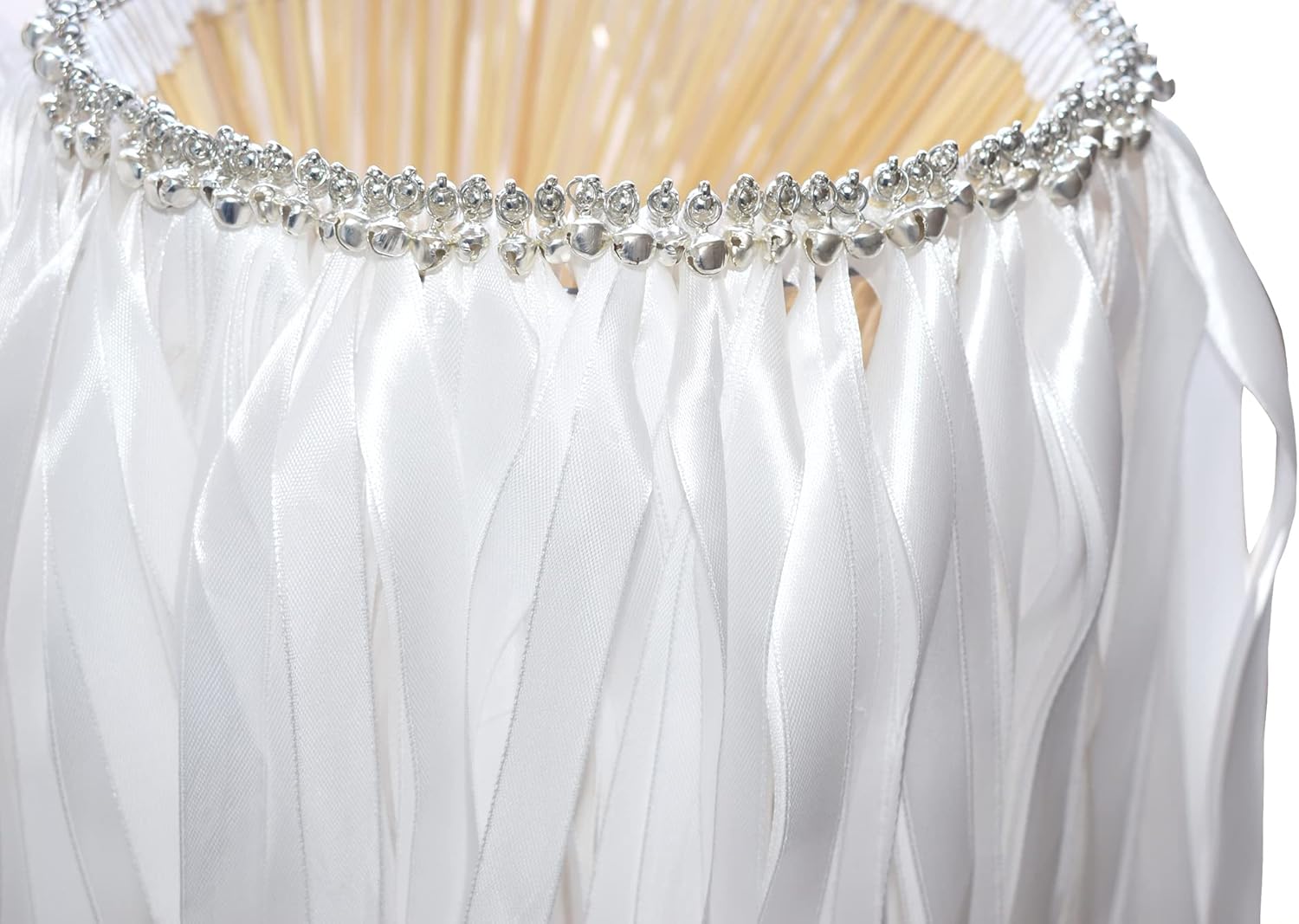 Kingsnow 100 Pack Wedding Wands with Silver Bells