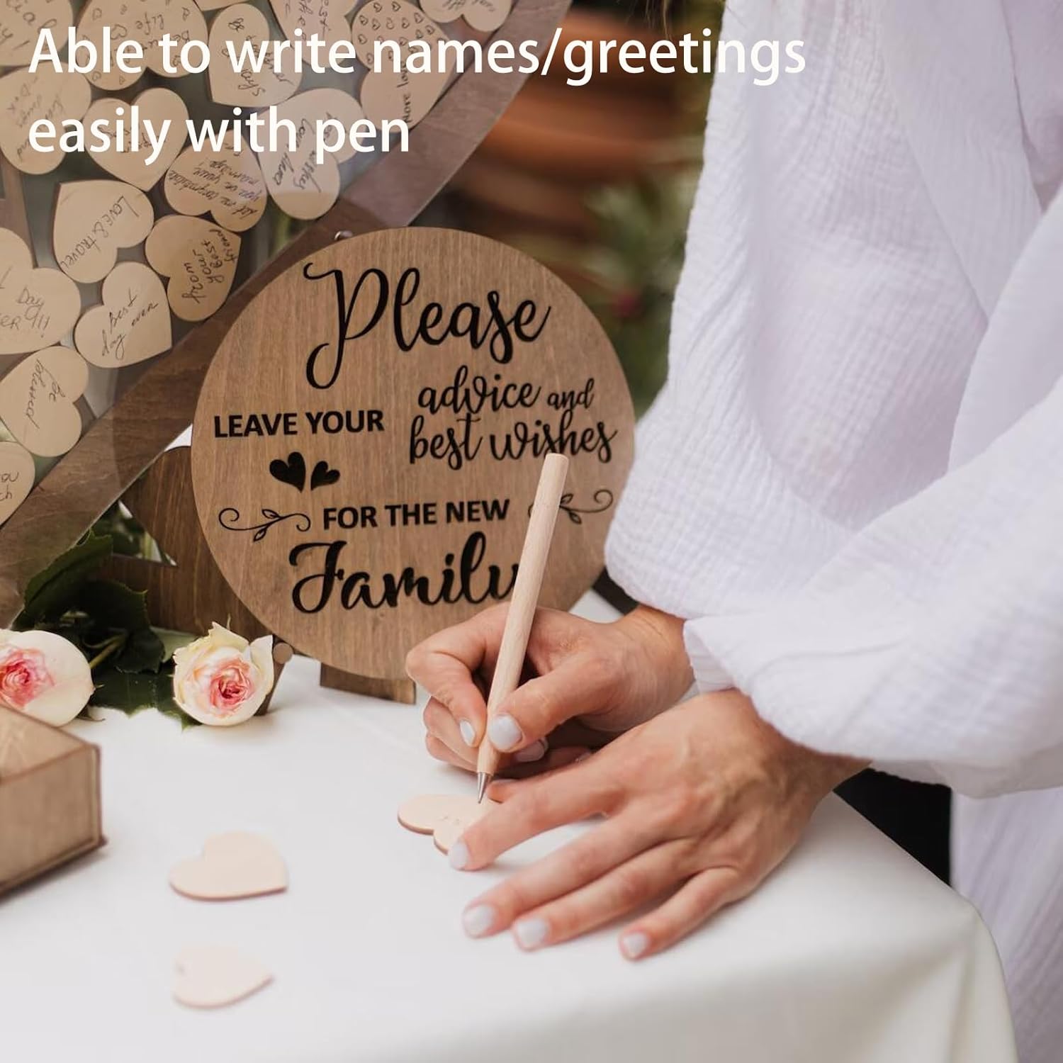 Wooden Heart Guest Book Acrylic Wedding Decor