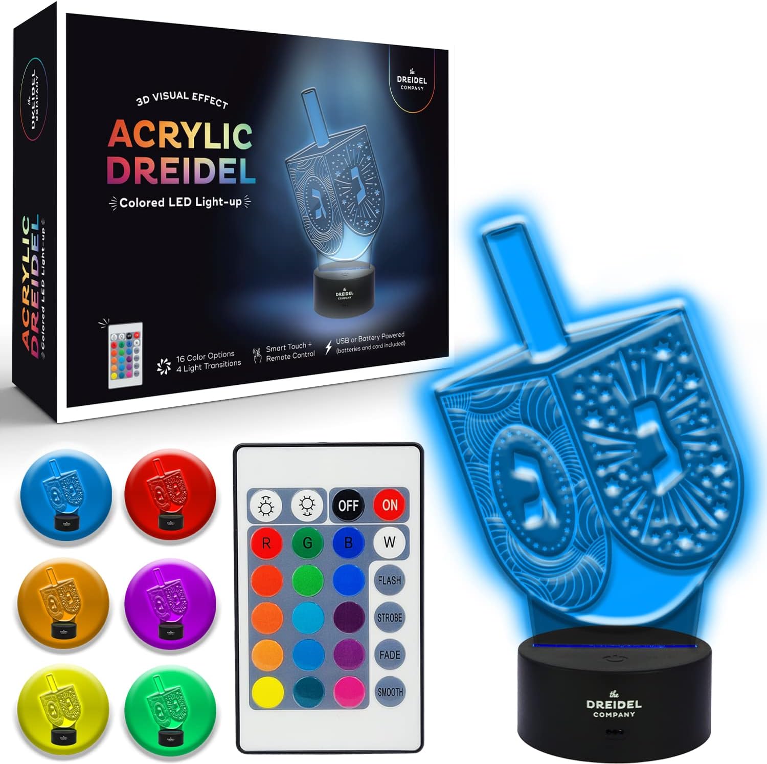 The Dreidel Company 3D Hanukkah Illusion Lamp