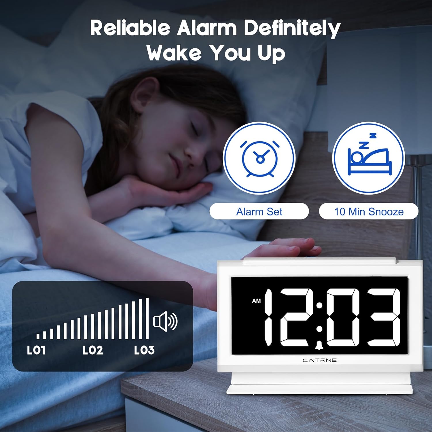 Catrne Digital Alarm Clock with 53 LED Display and USB Charging