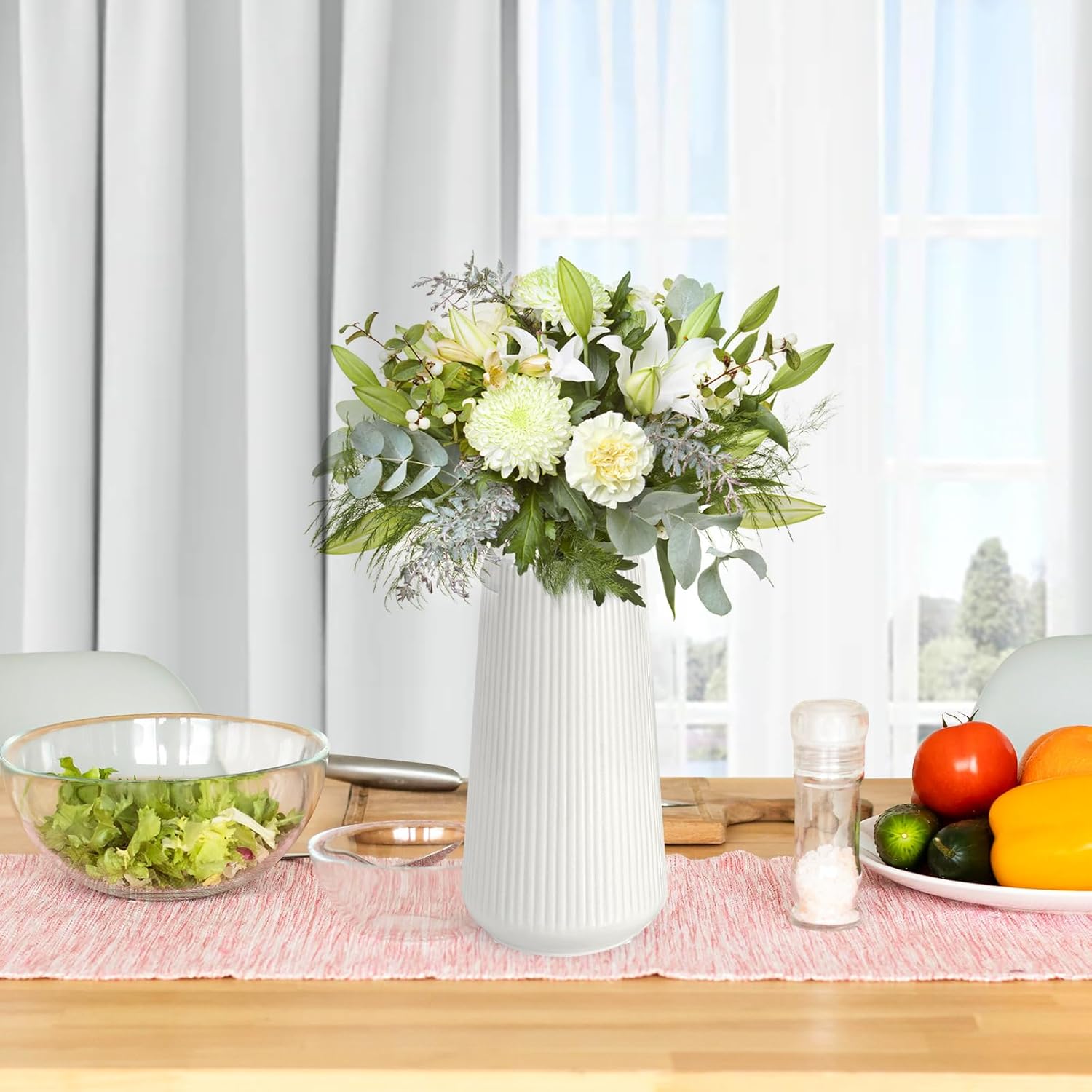 White Ceramic Vase for Home Office Decor