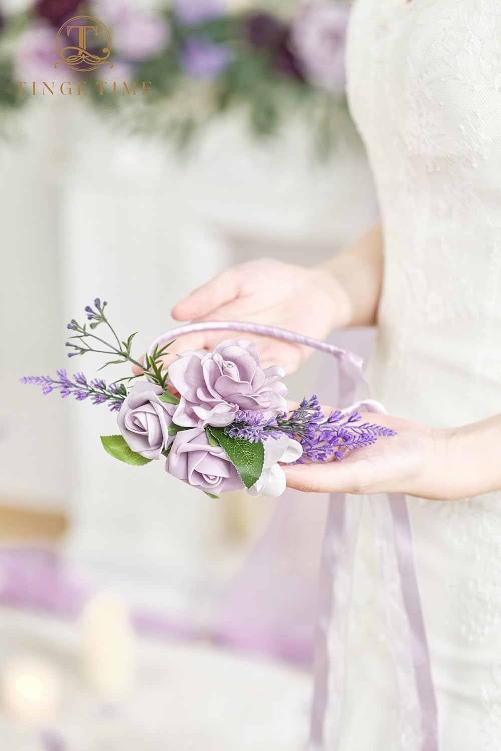 TINGE TIME Artificial Flower Basket Set for Wedding