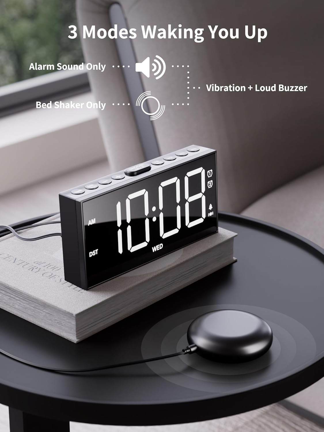 ROCAM Loud Vibrating Alarm Clock with Bed Shaker