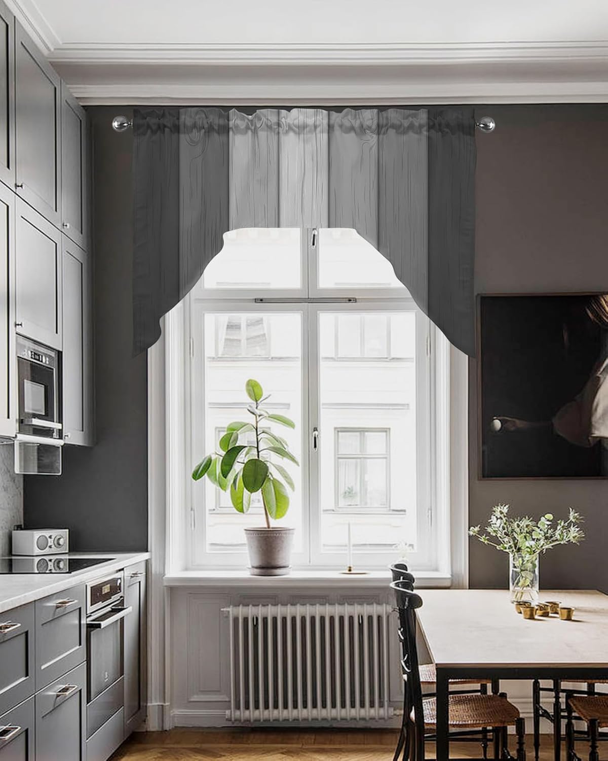 Farmhouse Swag Curtain Valance for Kitchen and Living Room