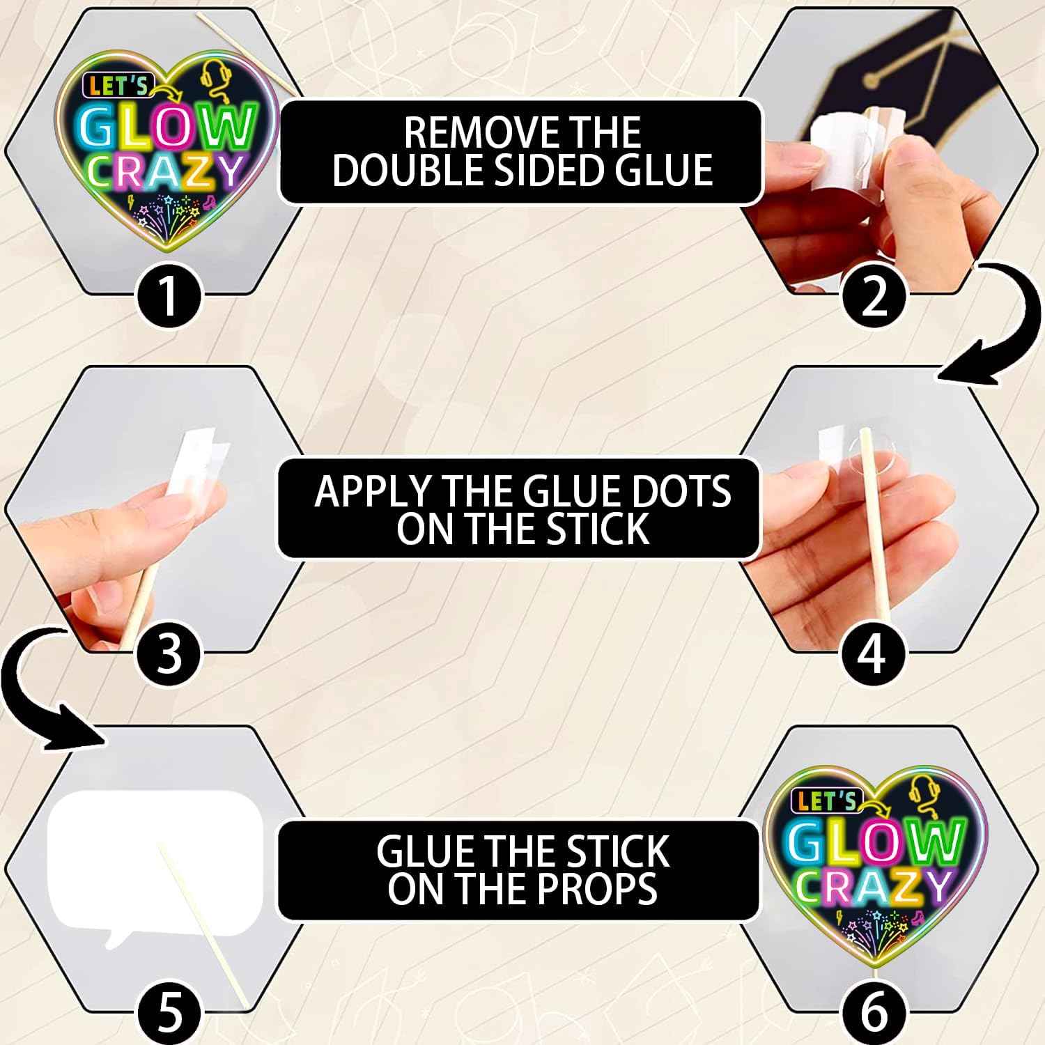 Wilburies Neon Glow Photo Booth Props Kit