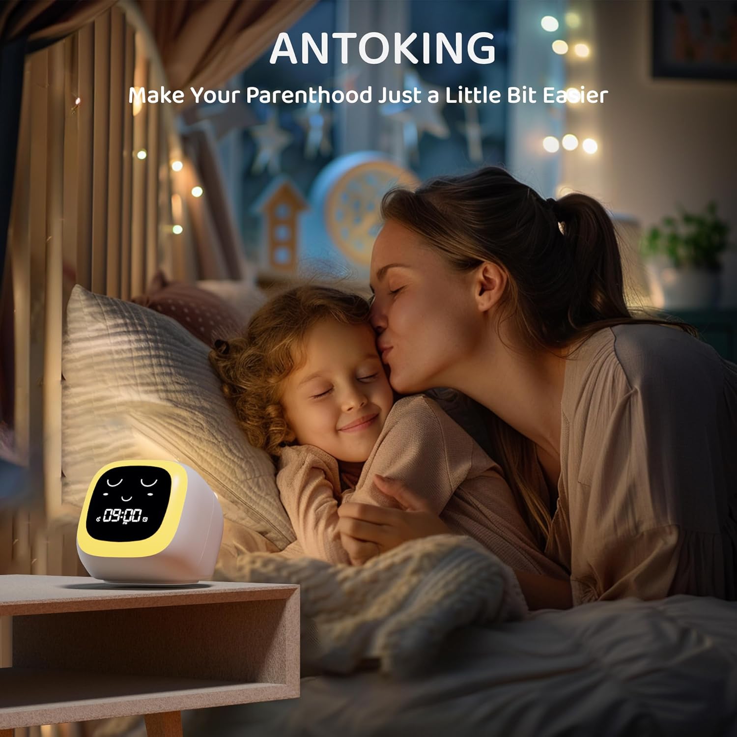 ANTOKING Kids Alarm Clock with Night Light and Sound Machine