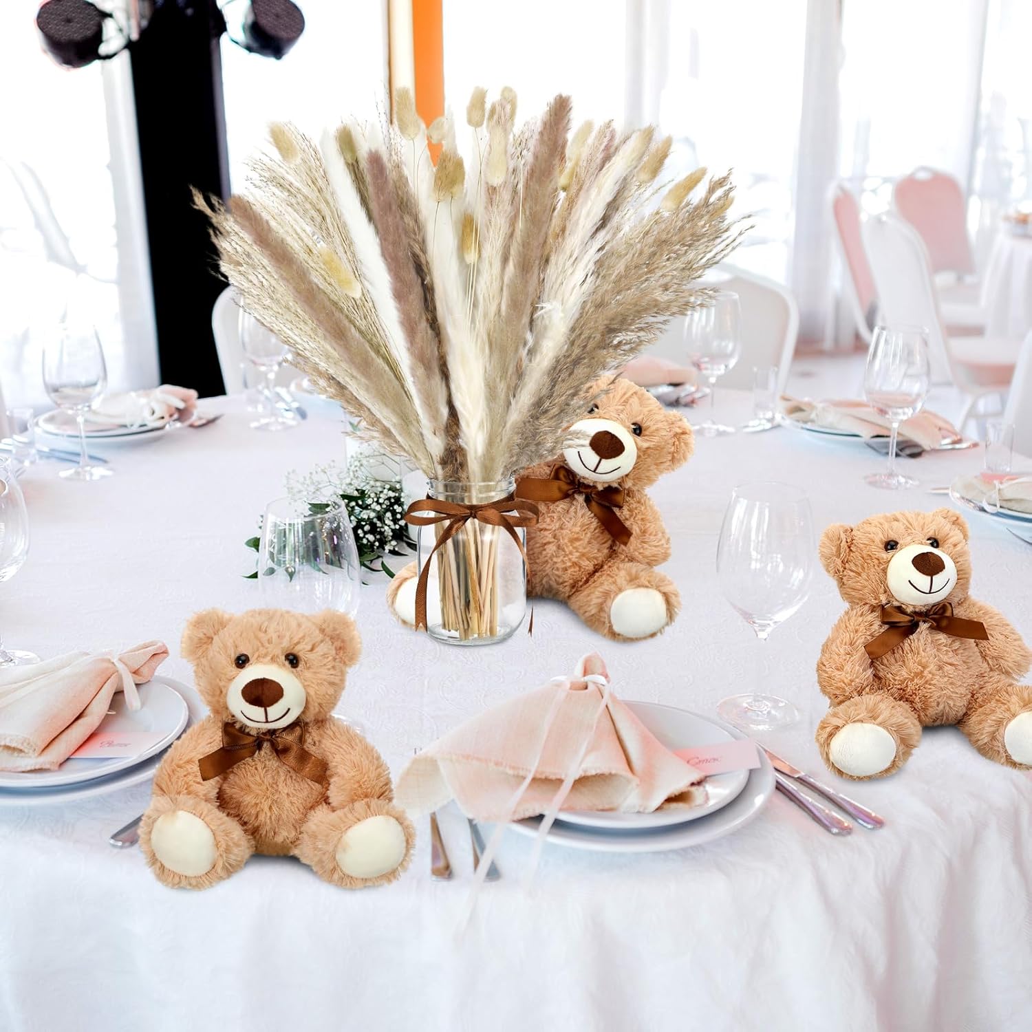 6 Sets 123 Pcs Baby Shower Centerpieces with Bow and Vase