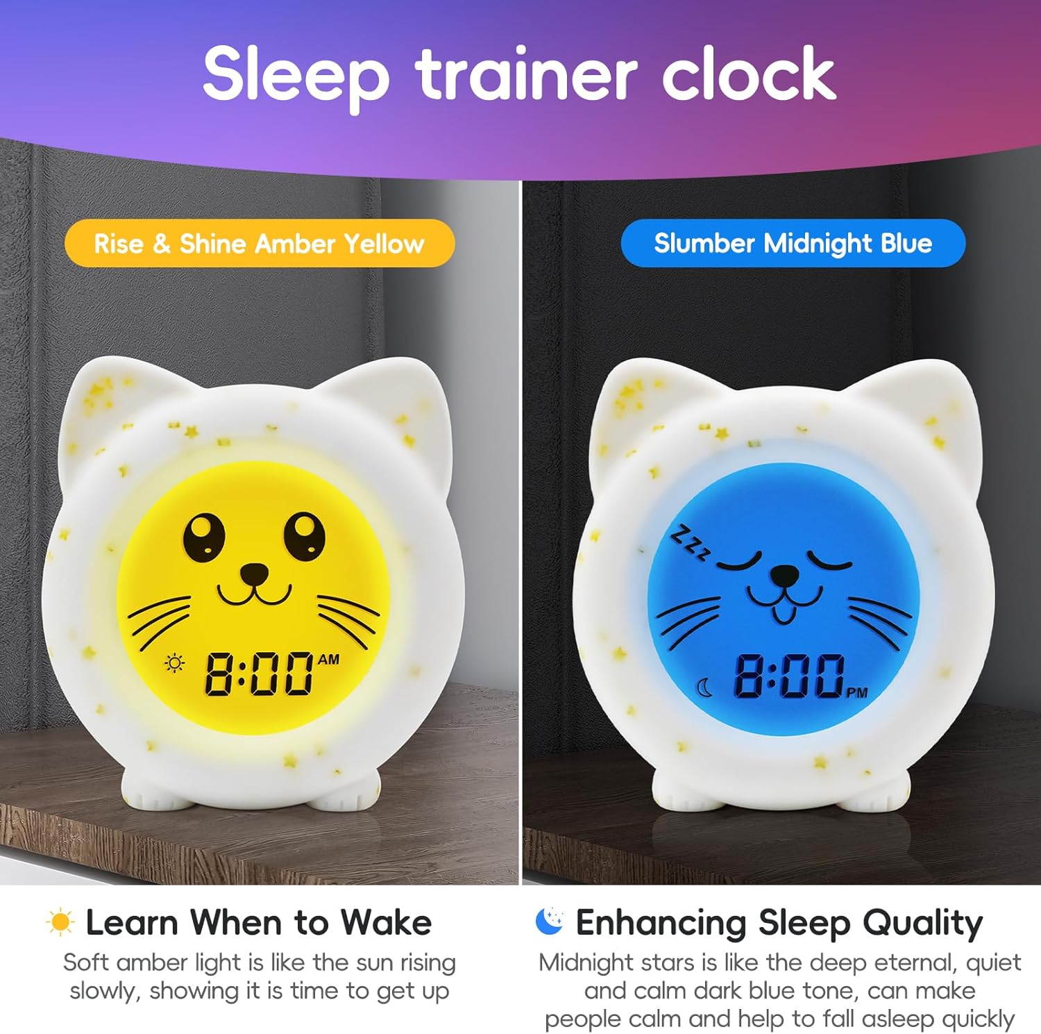 BH Sleep Trainer Clock for Toddler Cute Kids Alarm Clock