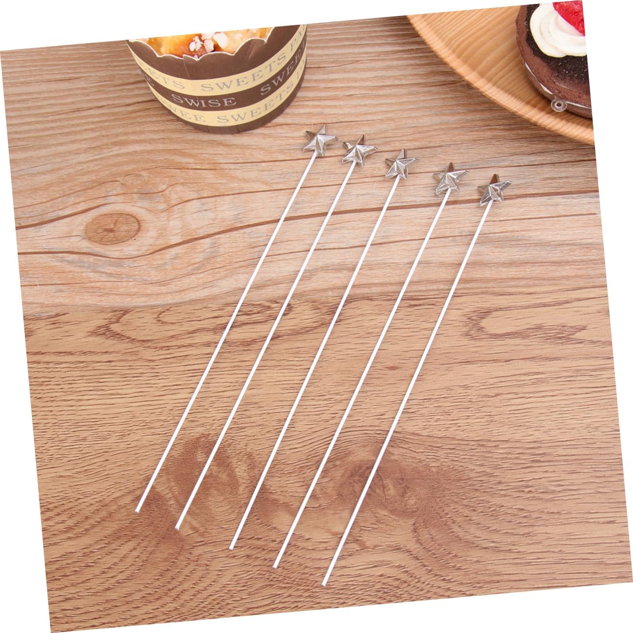 OFFIGAM 50 Pcs 3D Silver Star Cake Decorators