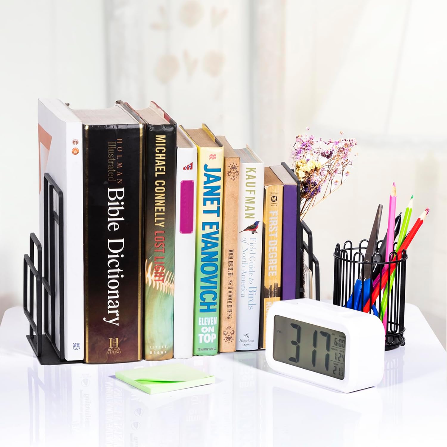 SRIWATANA Decorative Black Bookends with Window Lattice Design