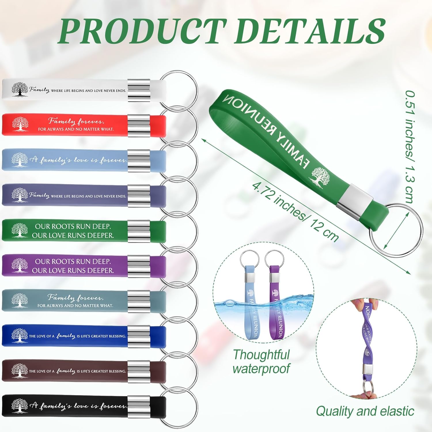 40 Pcs Family Tree Silicone Keychains for Reunions
