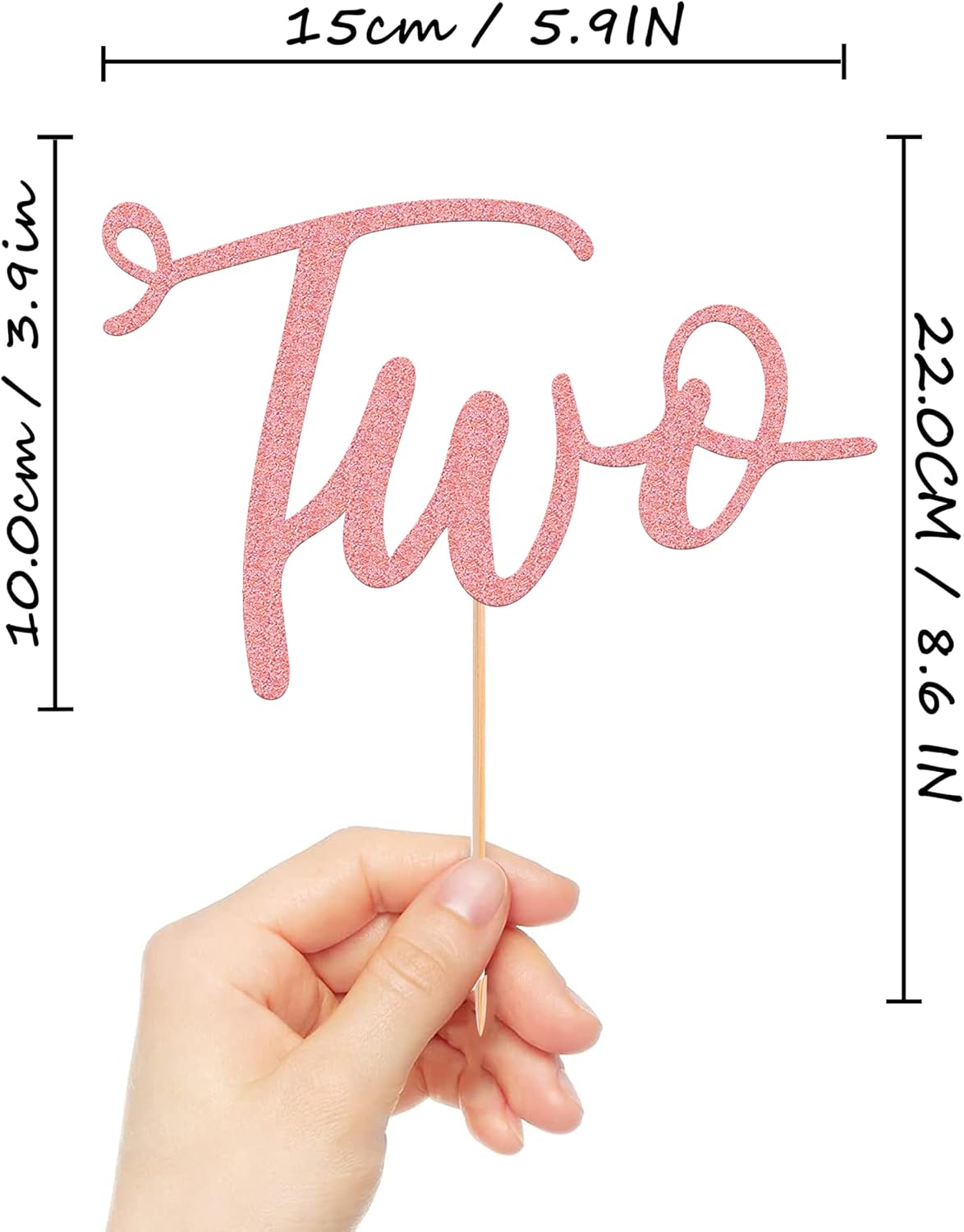 Glitter Golden 2nd Birthday Cake Topper