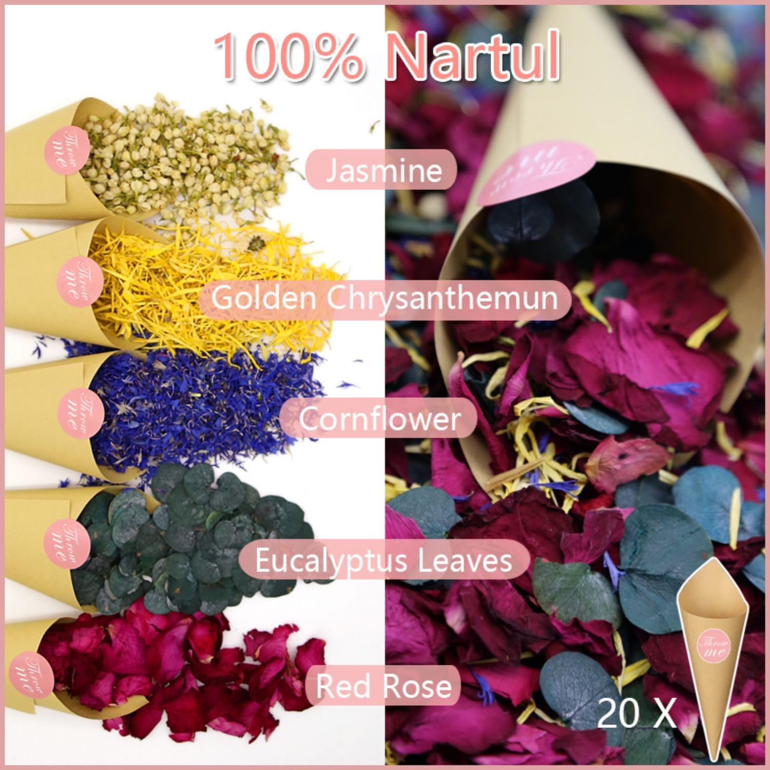 Koceko 2 Quart Dried Rose and Eucalyptus Confetti Mix