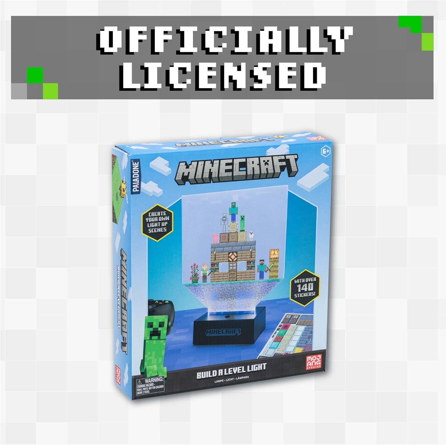 Minecraft Build a Level Light Customizable Desk Lamp with 140 Stickers