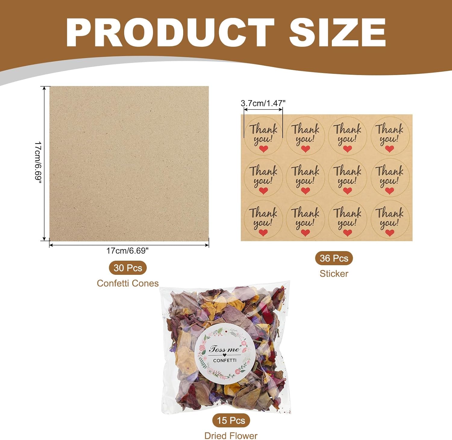 PATIKIL Dried Flower Confetti Cones Purple 30Pcs
