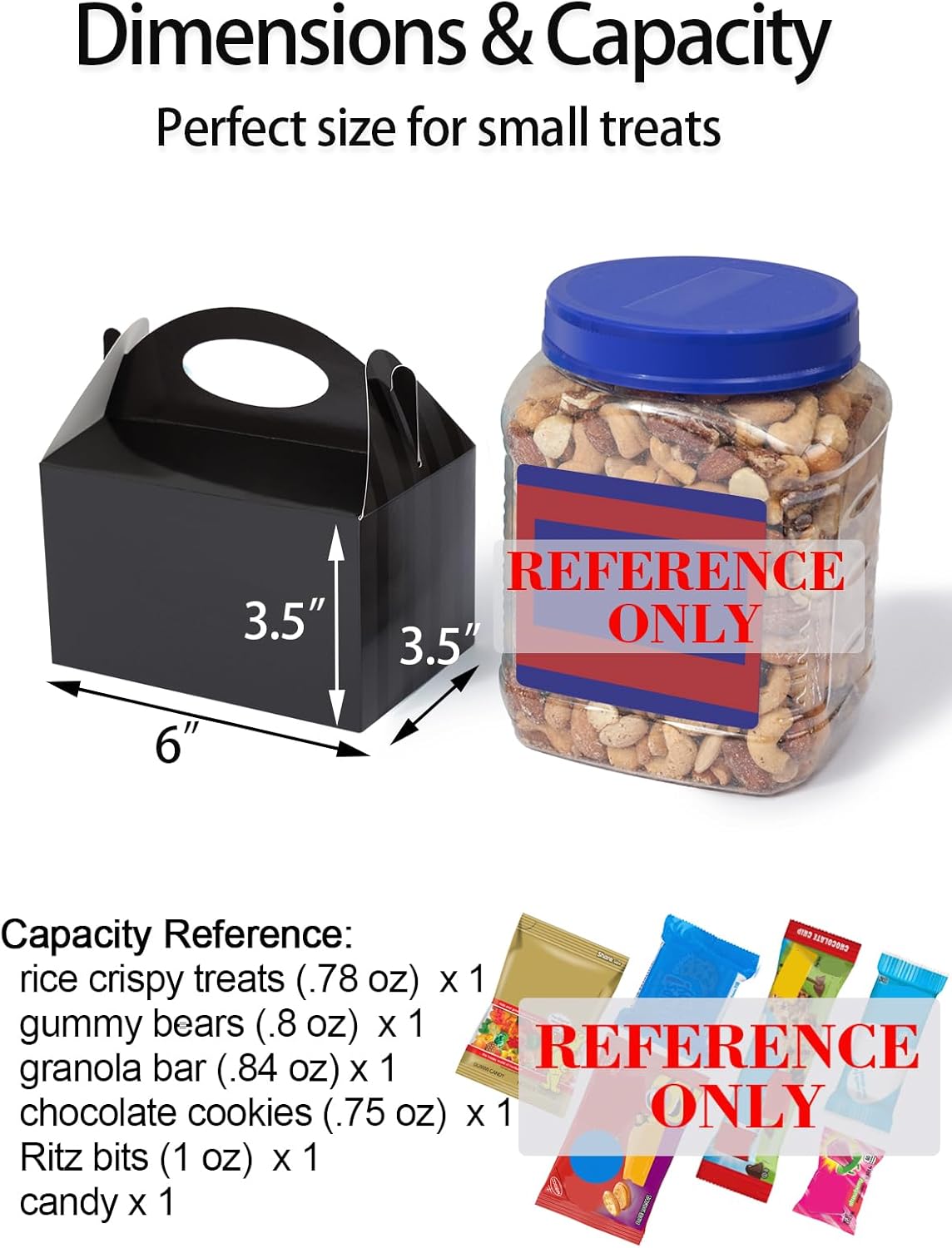 Happyhiram Black 6 Inch Candy Gift Boxes with Handles
