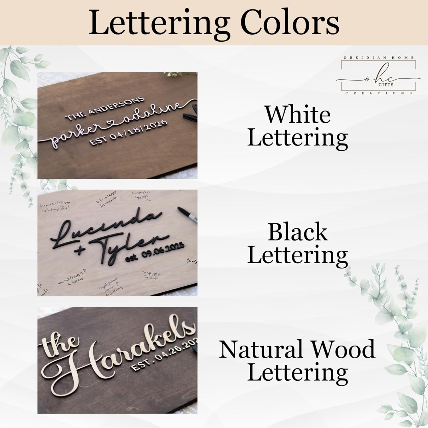 Personalized Last Name Guest Book with 3D Design