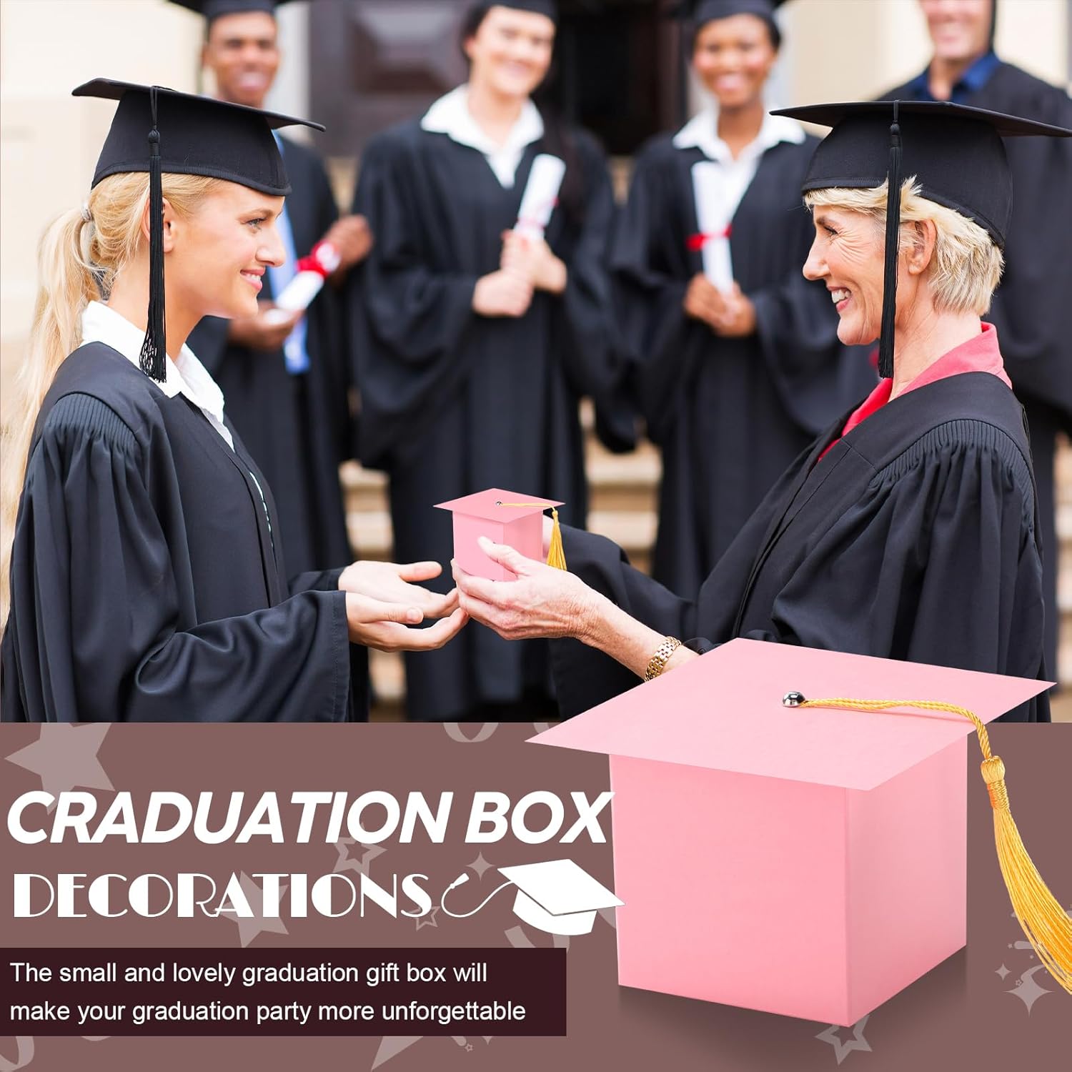 TaoBary 12 Piece Graduation Cap Gift Boxes Pink