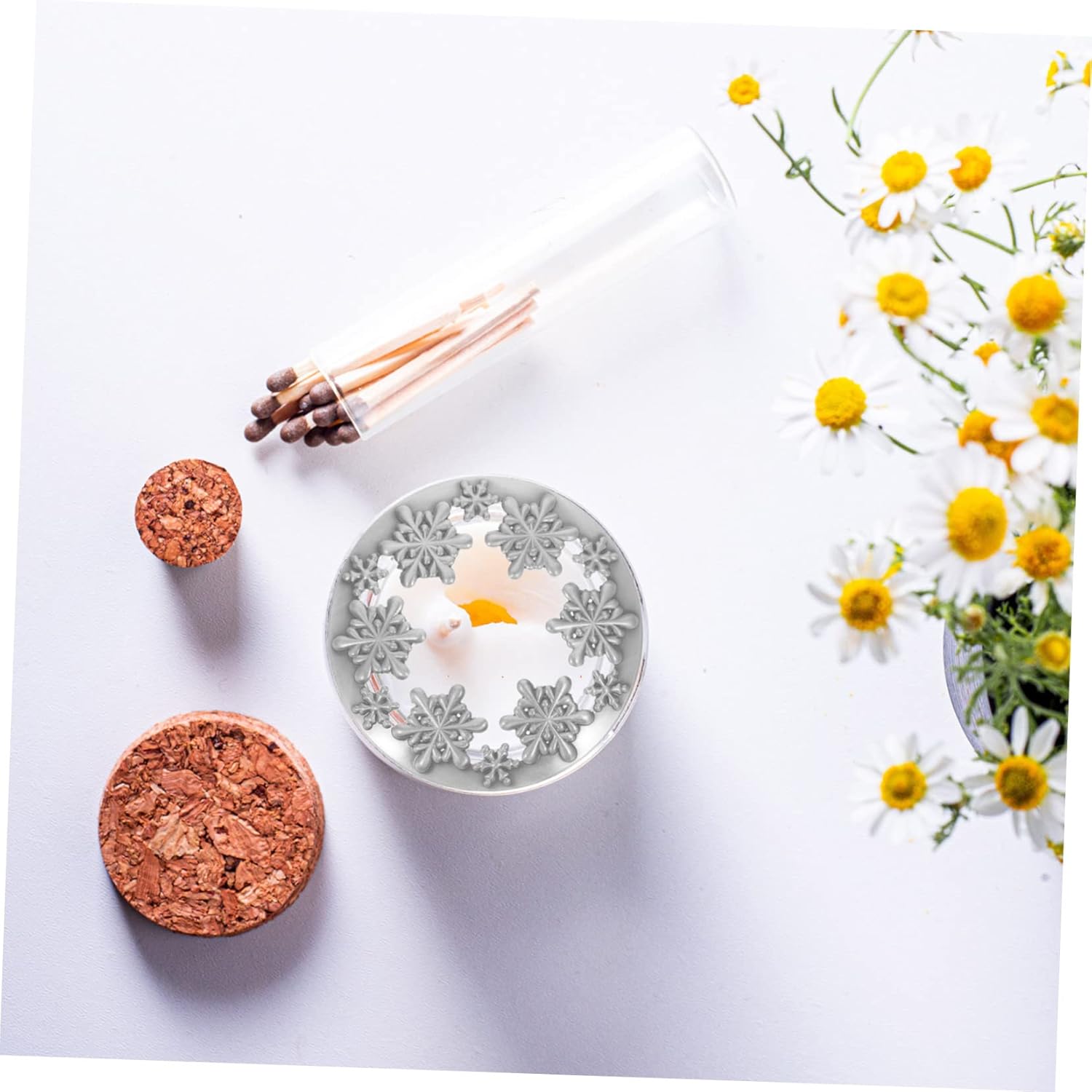 1pc Christmas Candle Jar Lid Zinc Alloy Snowflake Decor Topper