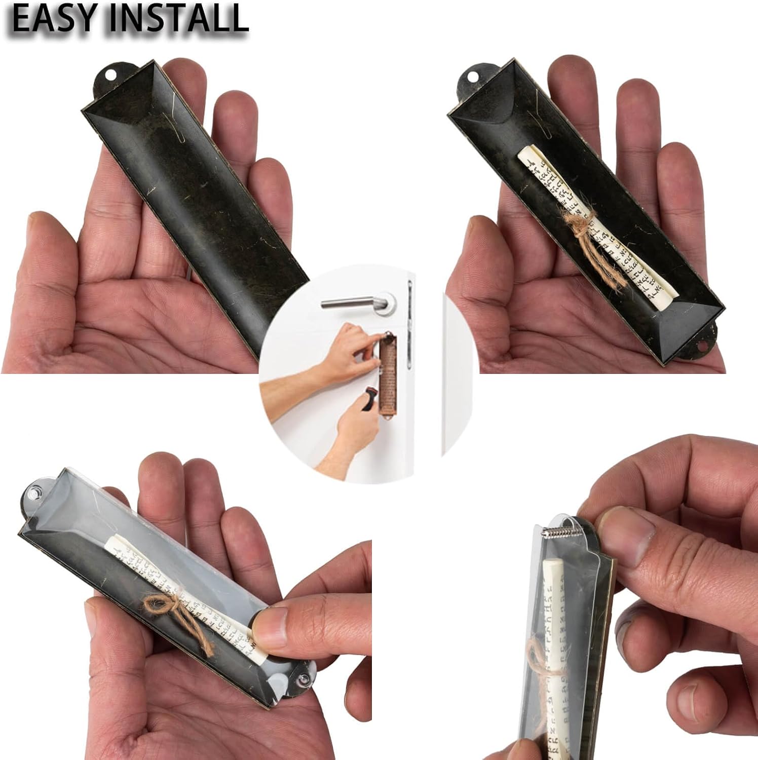Exselens Mezuzah Set of 3 with Scroll and Mount