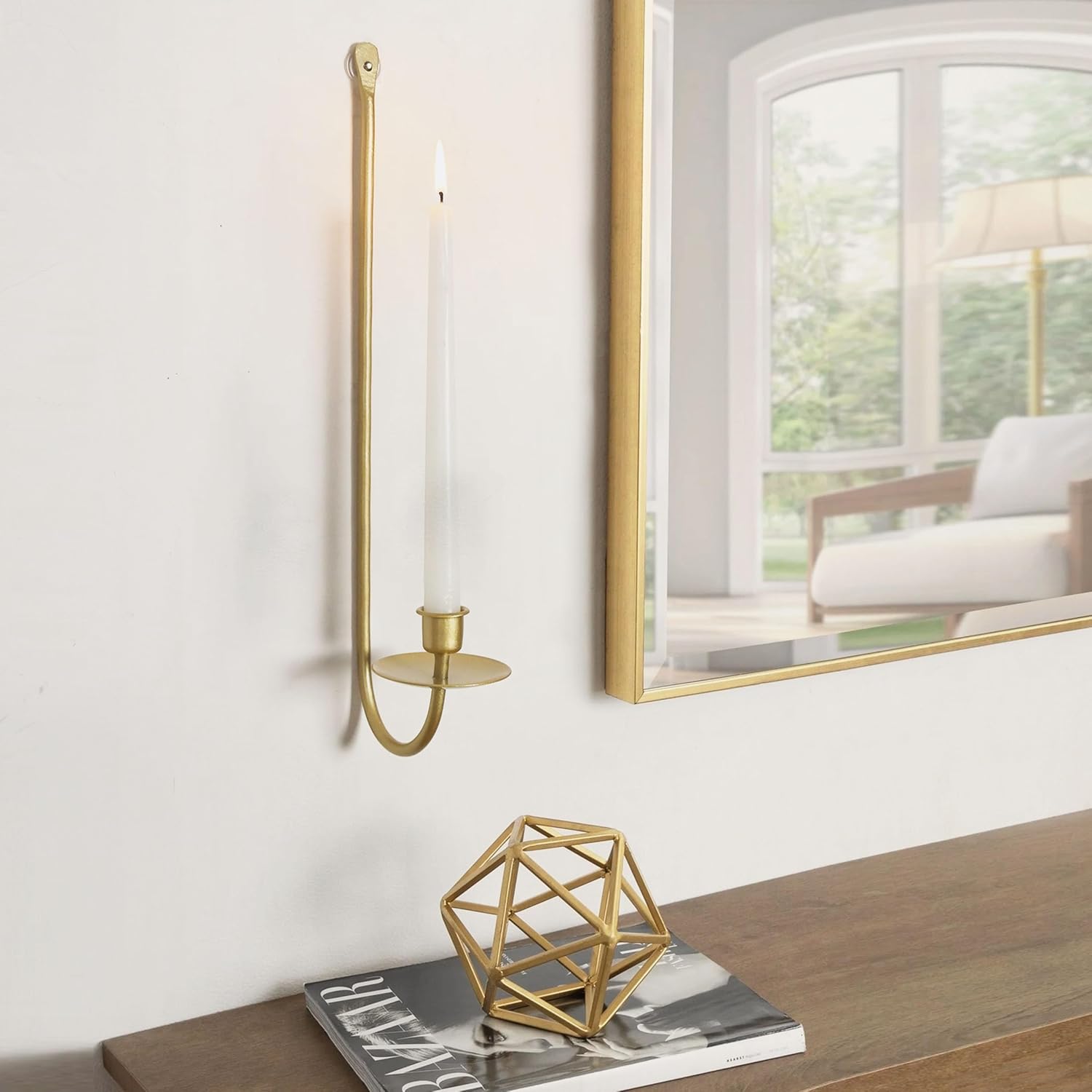 Remenna Metal Candle Sconce Holder Set of 2 Gold