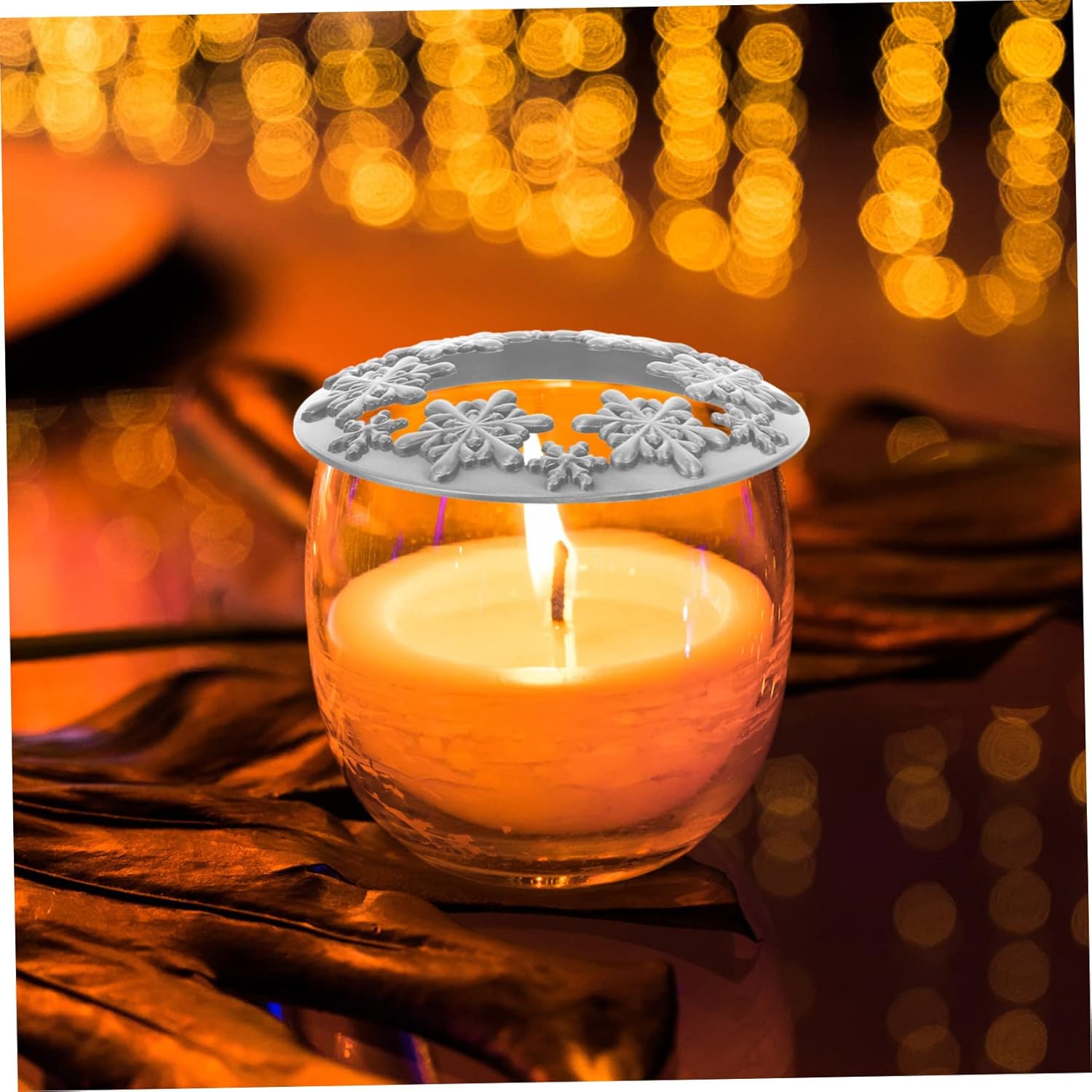 DOITOOL Smart Cover Candle Jar Christmas Topper Zinc Alloy Silver