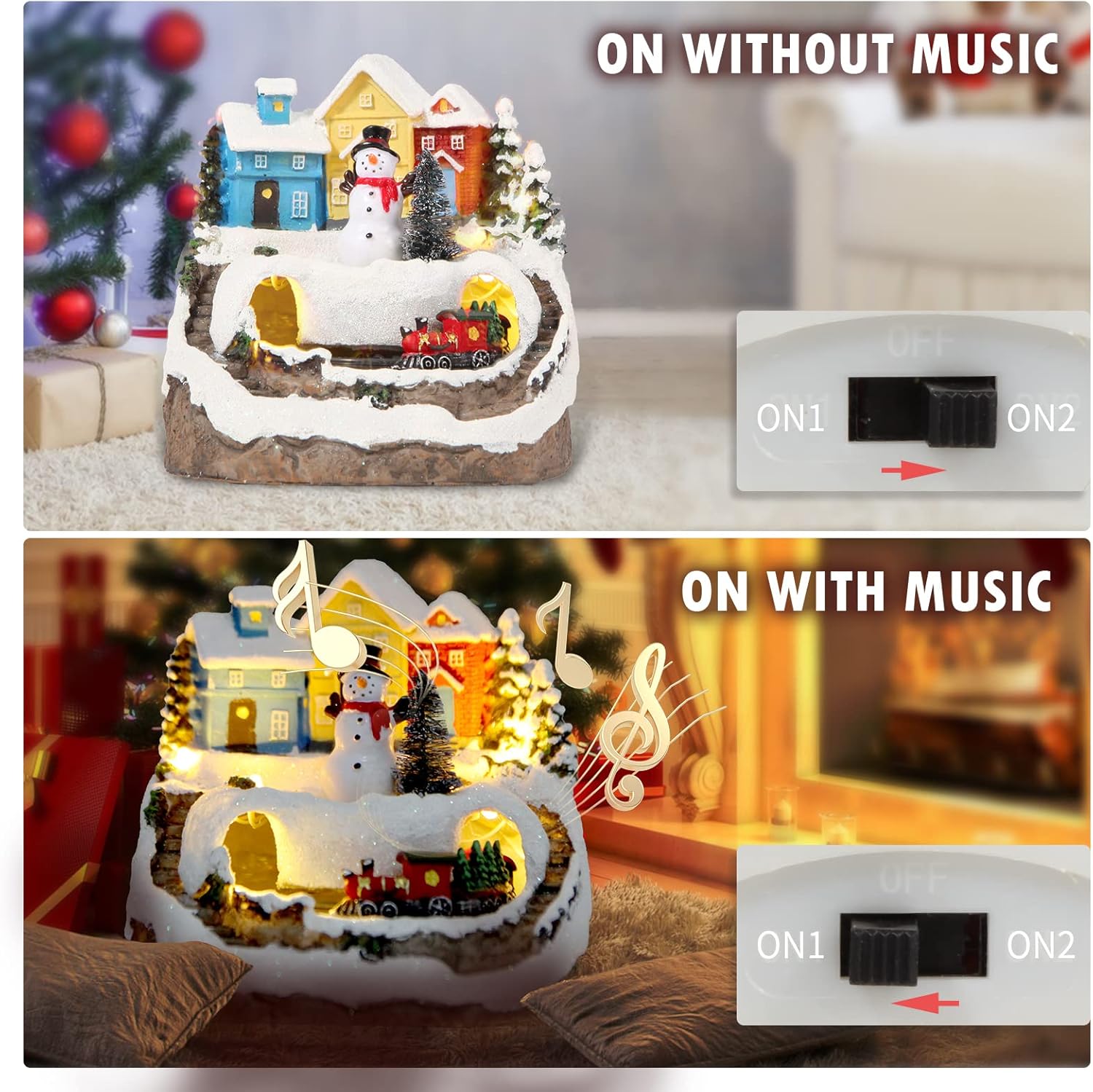 TOYESUNA Christmas Village Musical Snow Globe with LED Light