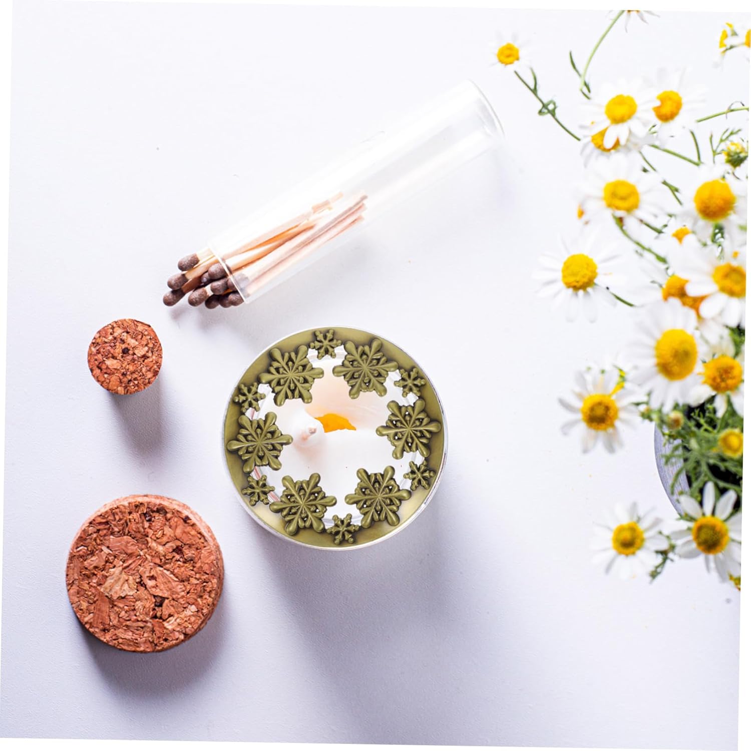 LIFKOME Christmas Candle Jar Cover with Snowflake Design