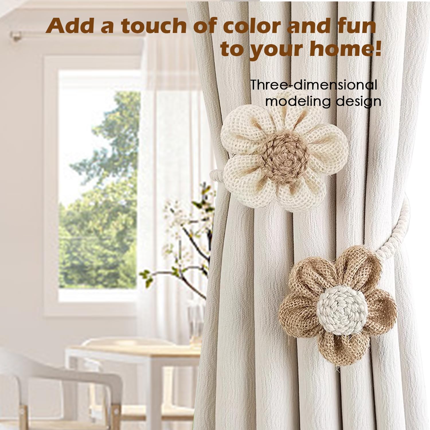 SRG Rope Curtain Tiebacks 2 Pack Sunflower Cream Khaki