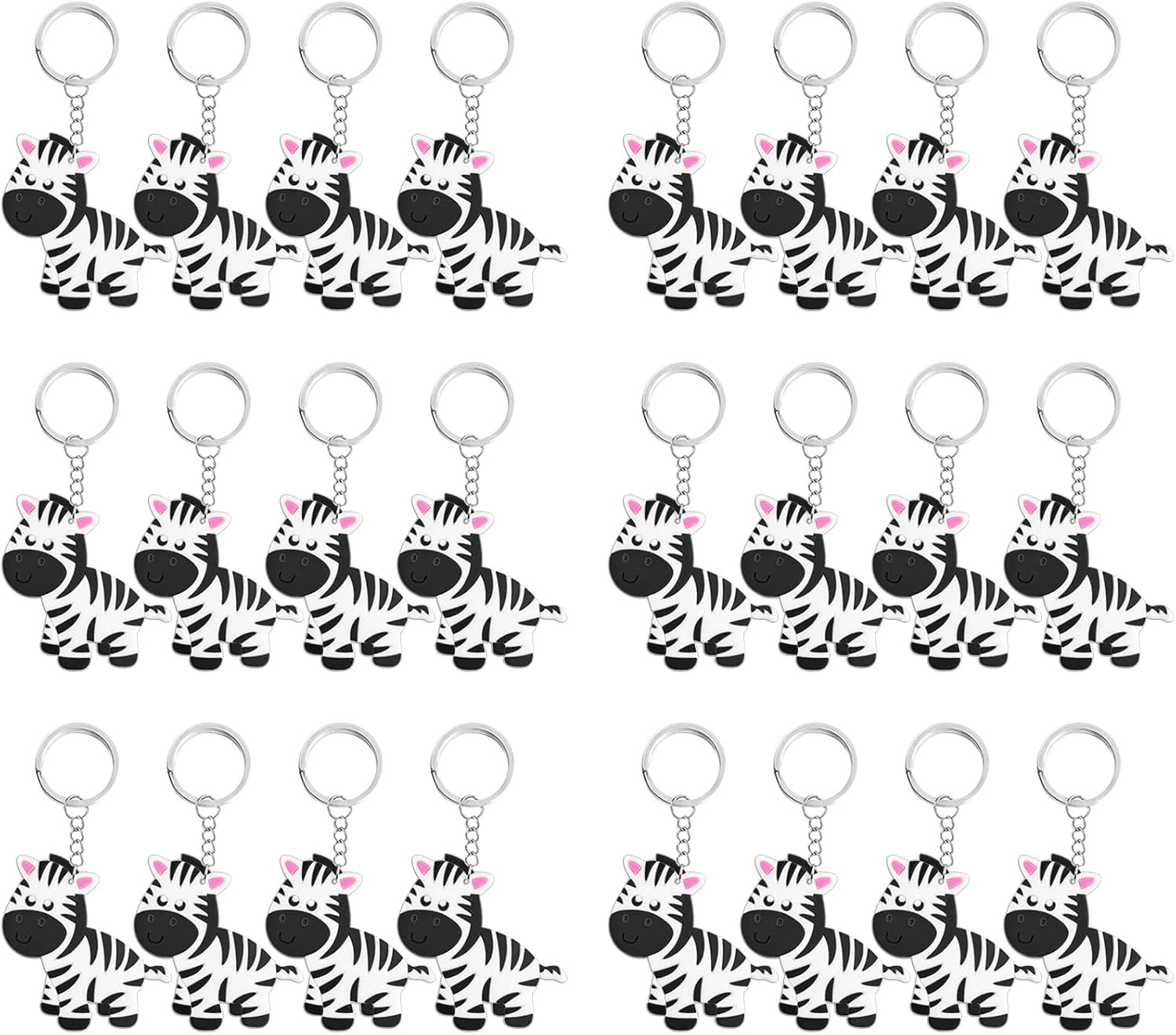 24 Pack Zebra Keyring Party Favor for Zebra Lover